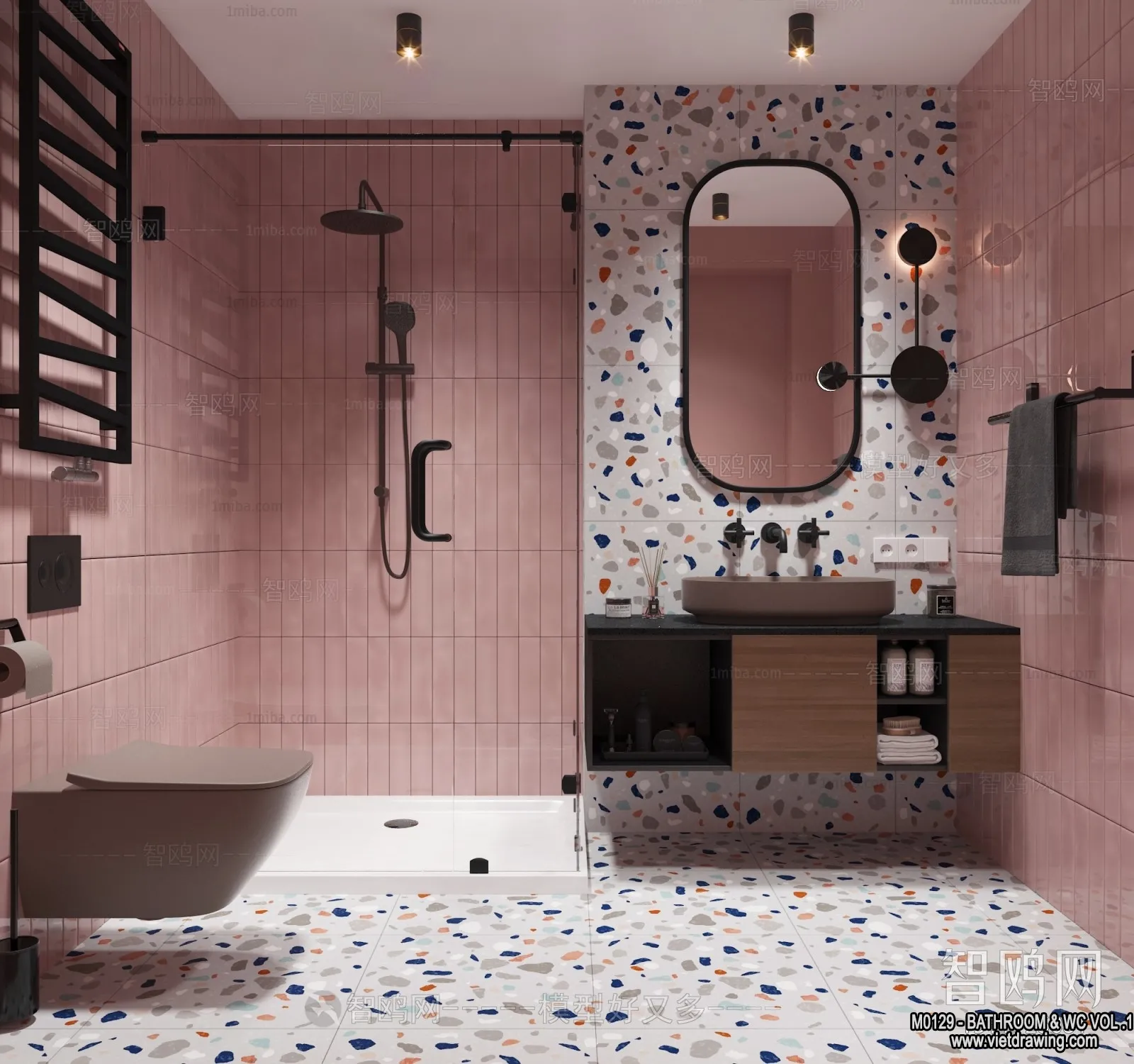 Bathroom – Toilet – WC – RestRoom – 3D Interior Scene – 202