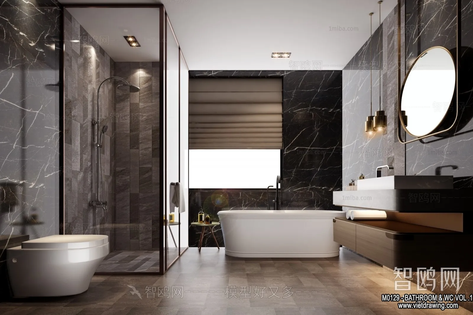 Bathroom – Toilet – WC – RestRoom – 3D Interior Scene – 206