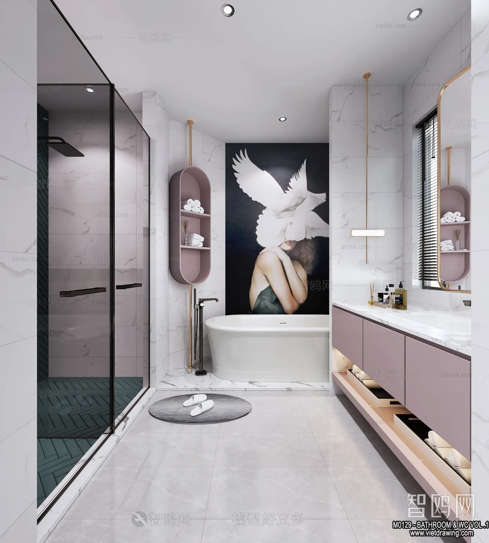 Bathroom – Toilet – WC – RestRoom – 3D Interior Scene – 209