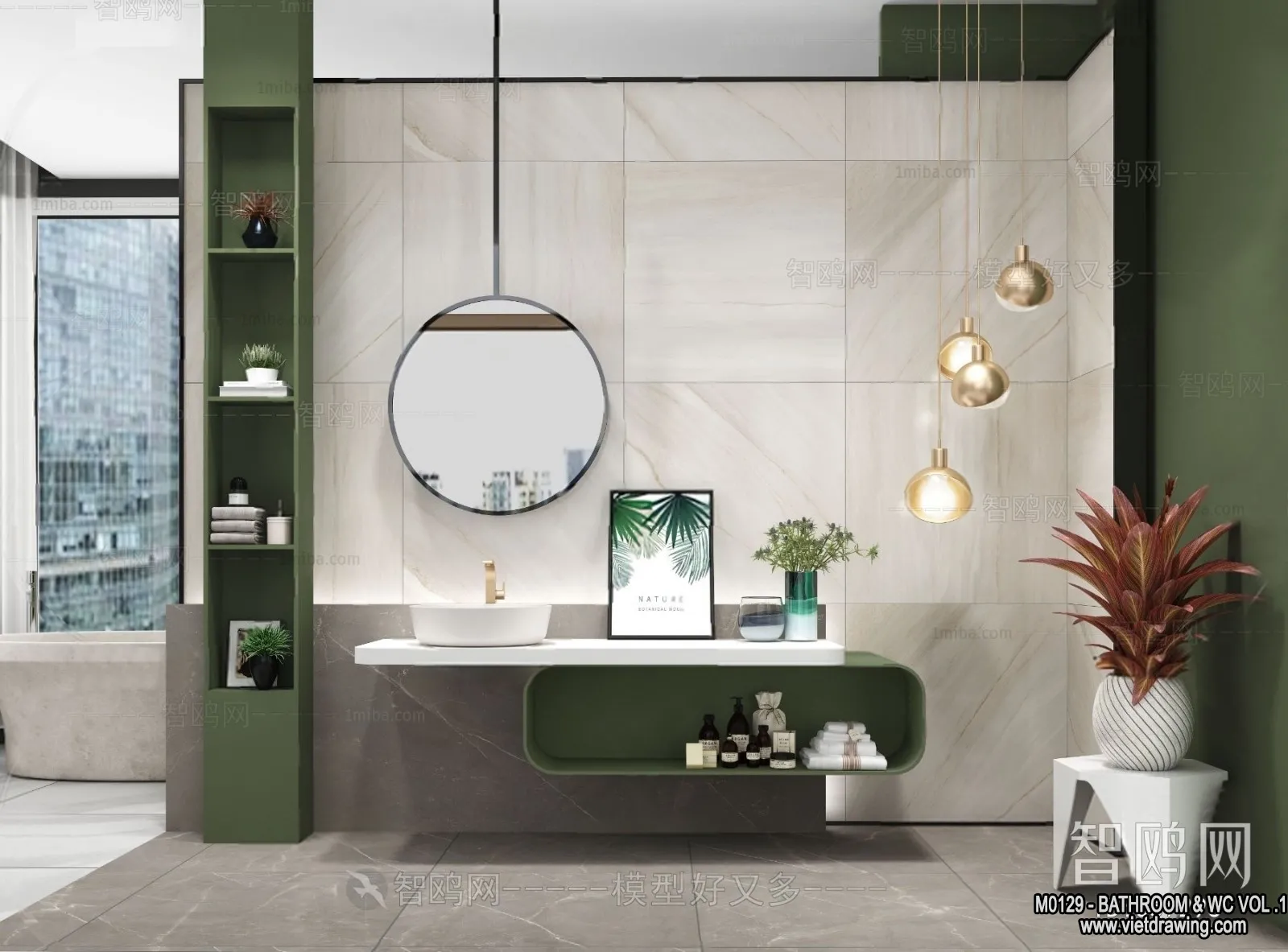 Bathroom – Toilet – WC – RestRoom – 3D Interior Scene – 210