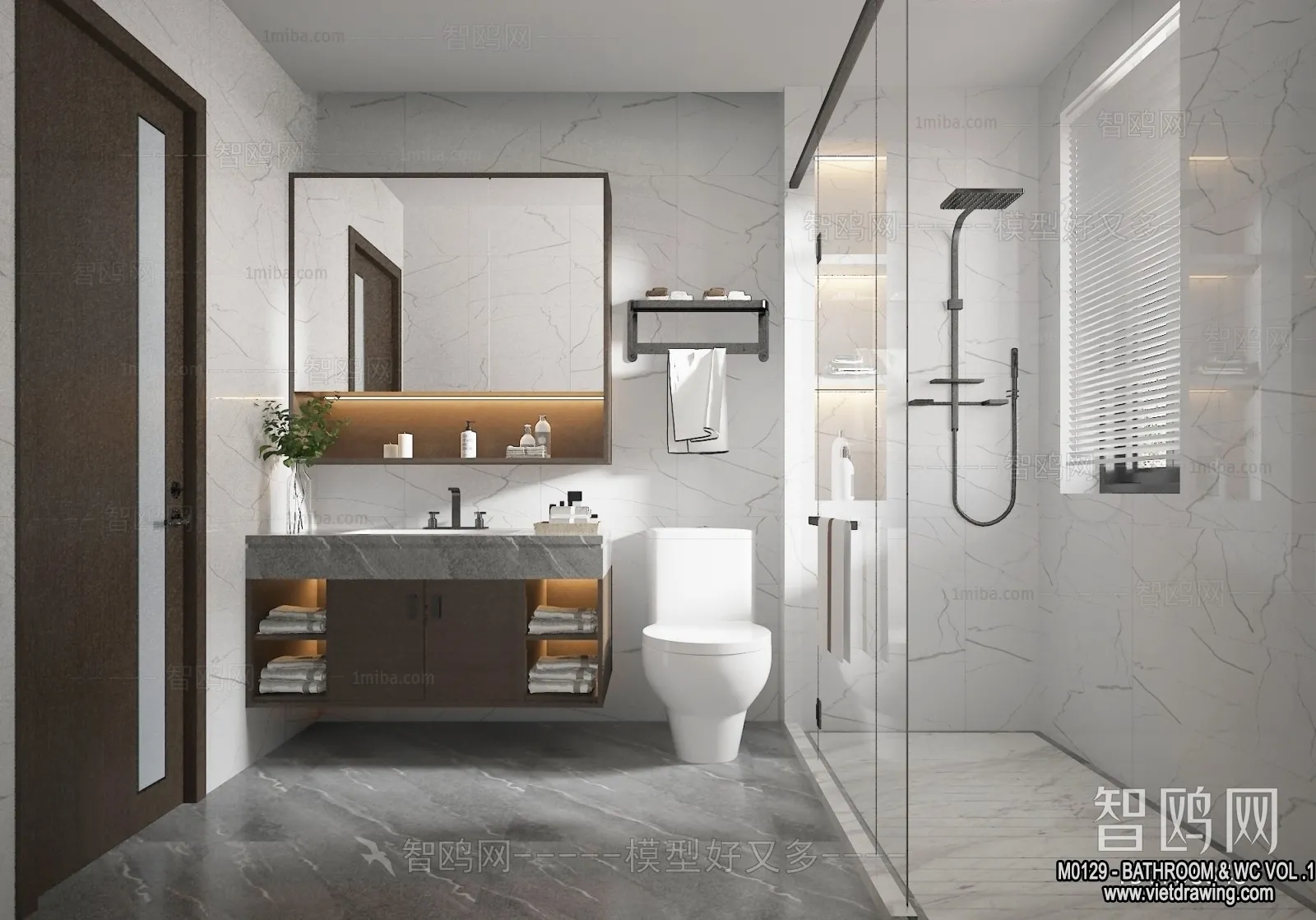 Bathroom – Toilet – WC – RestRoom – 3D Interior Scene – 214