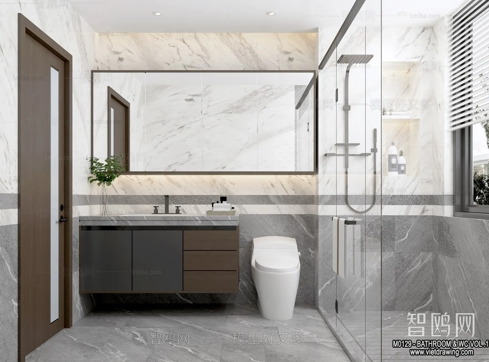 Bathroom – Toilet – WC – RestRoom – 3D Interior Scene – 215