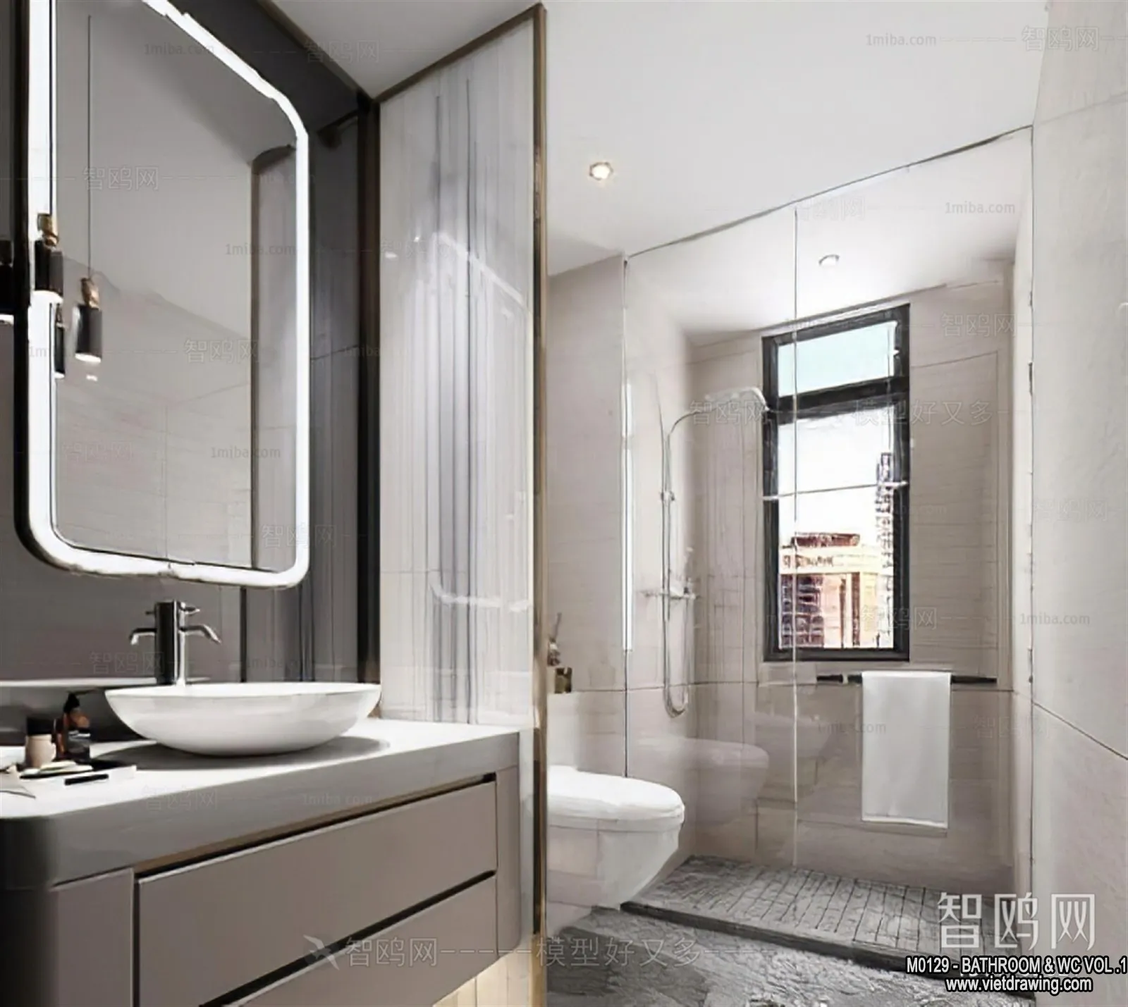 Bathroom – Toilet – WC – RestRoom – 3D Interior Scene – 218