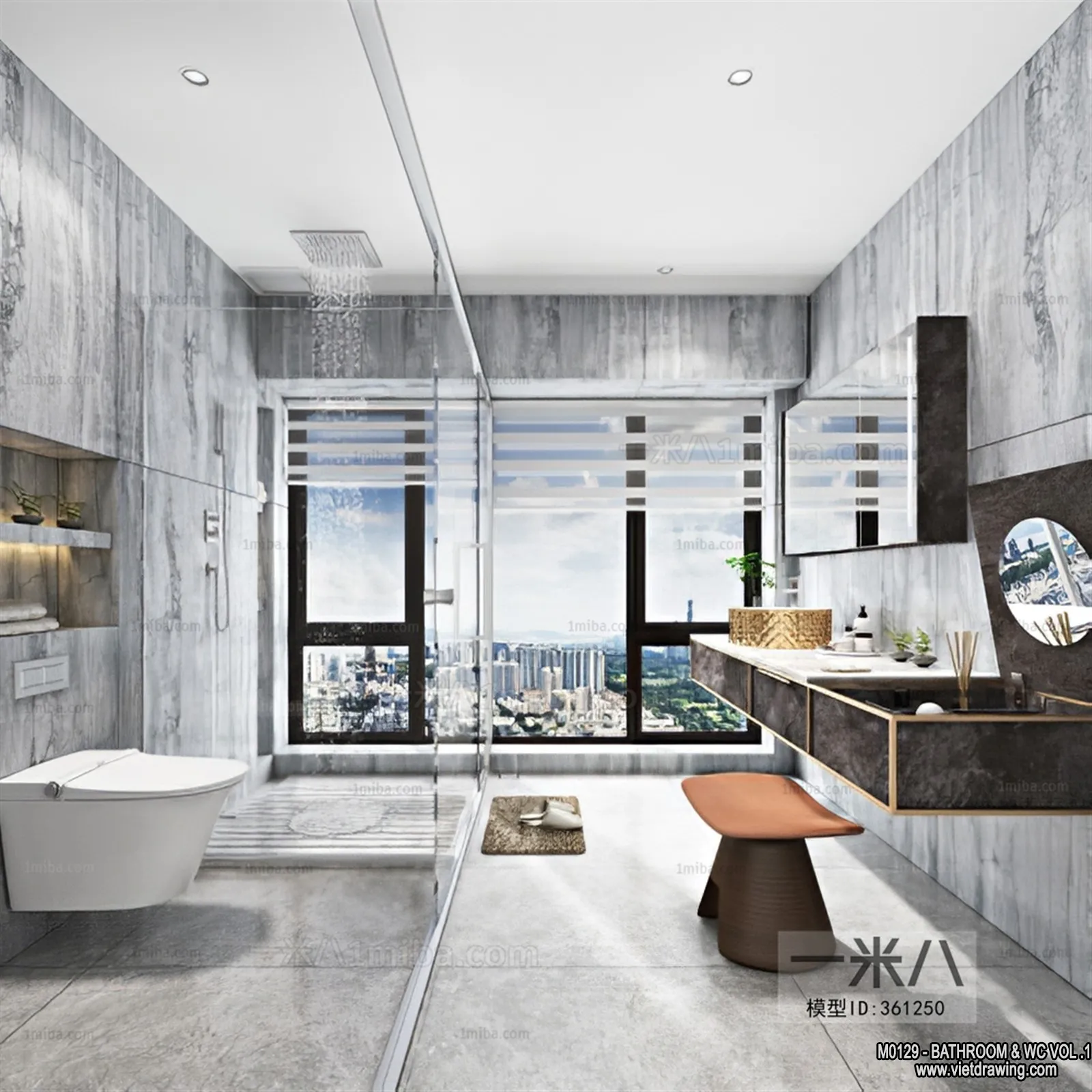 Bathroom – Toilet – WC – RestRoom – 3D Interior Scene – 233