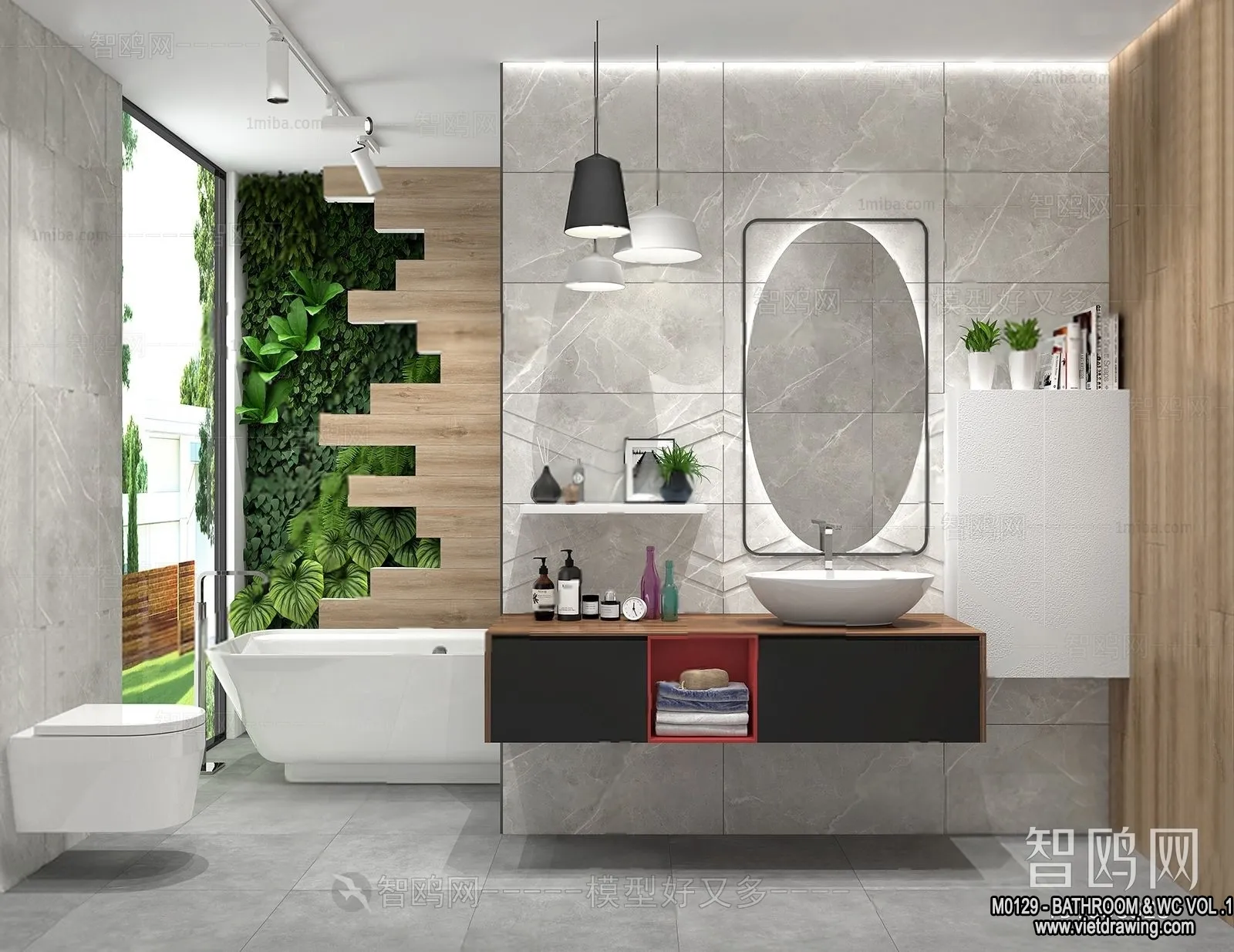 Bathroom – Toilet – WC – RestRoom – 3D Interior Scene – 234