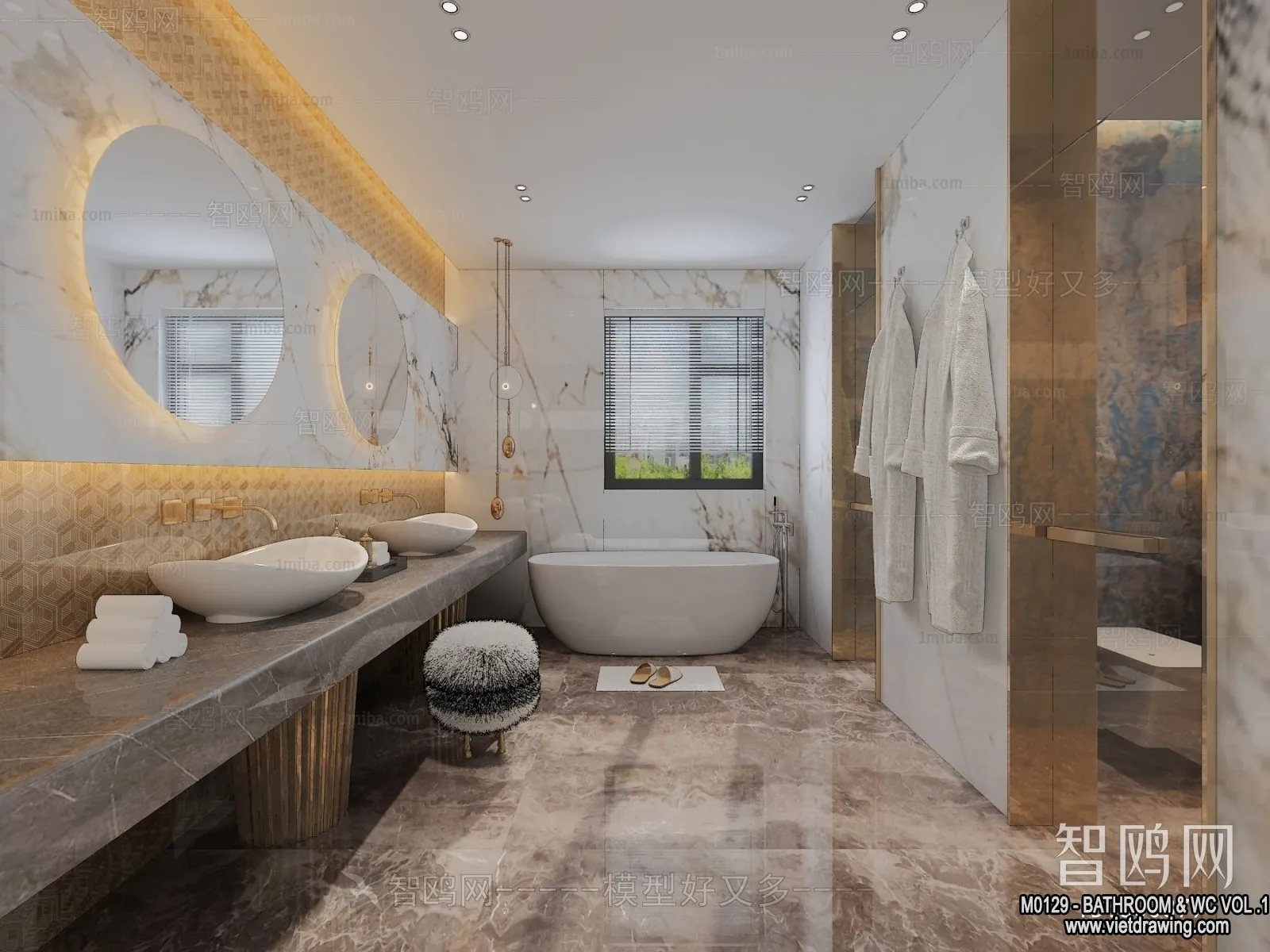 Bathroom – Toilet – WC – RestRoom – 3D Interior Scene – 241