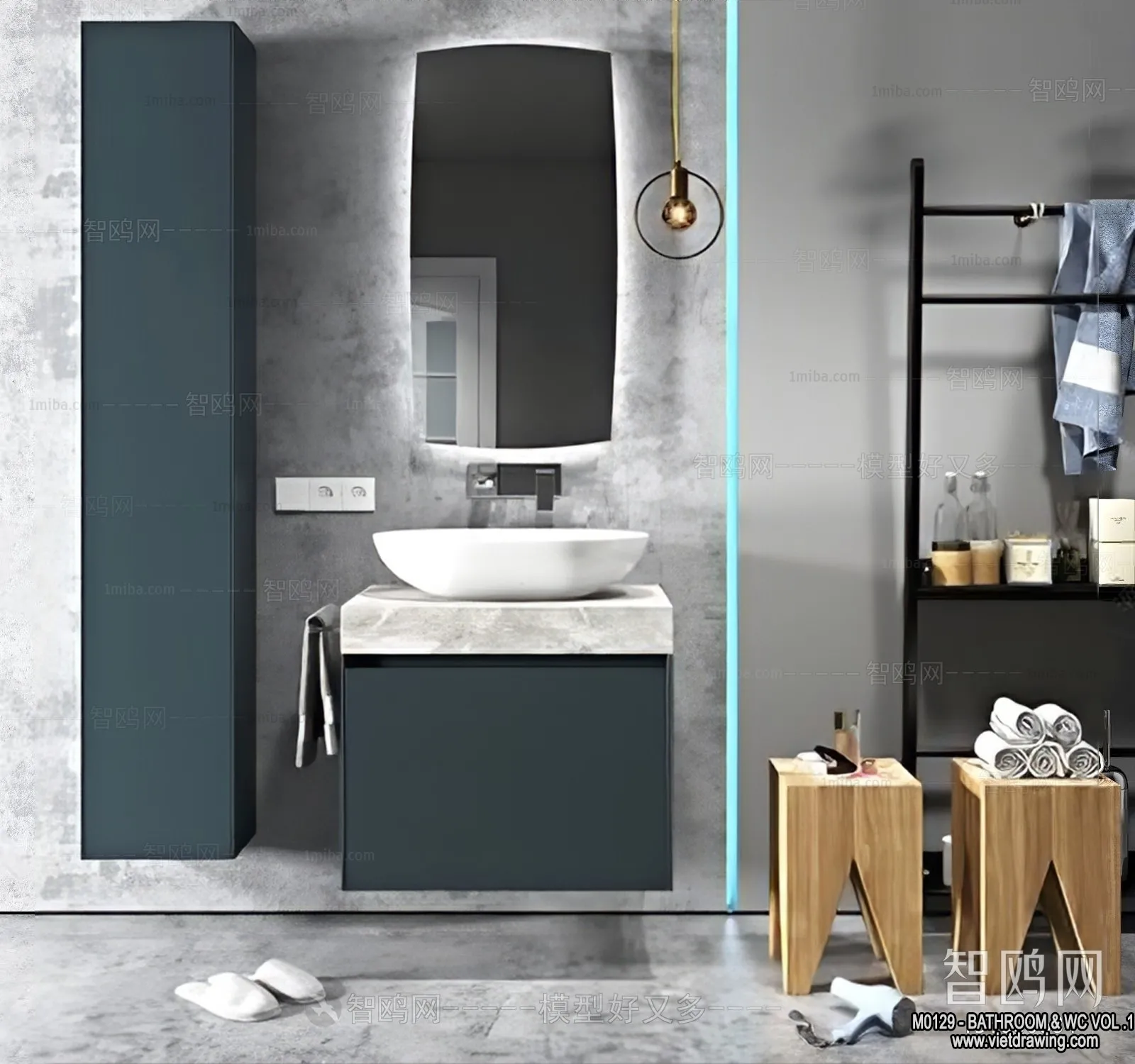 Bathroom – Toilet – WC – RestRoom – 3D Interior Scene – 242