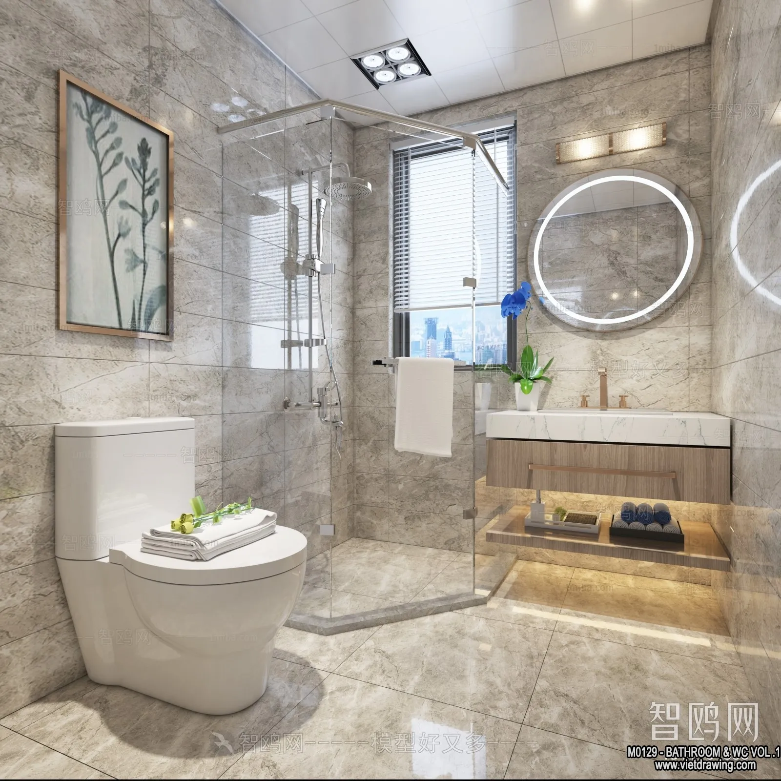 Bathroom – Toilet – WC – RestRoom – 3D Interior Scene – 245