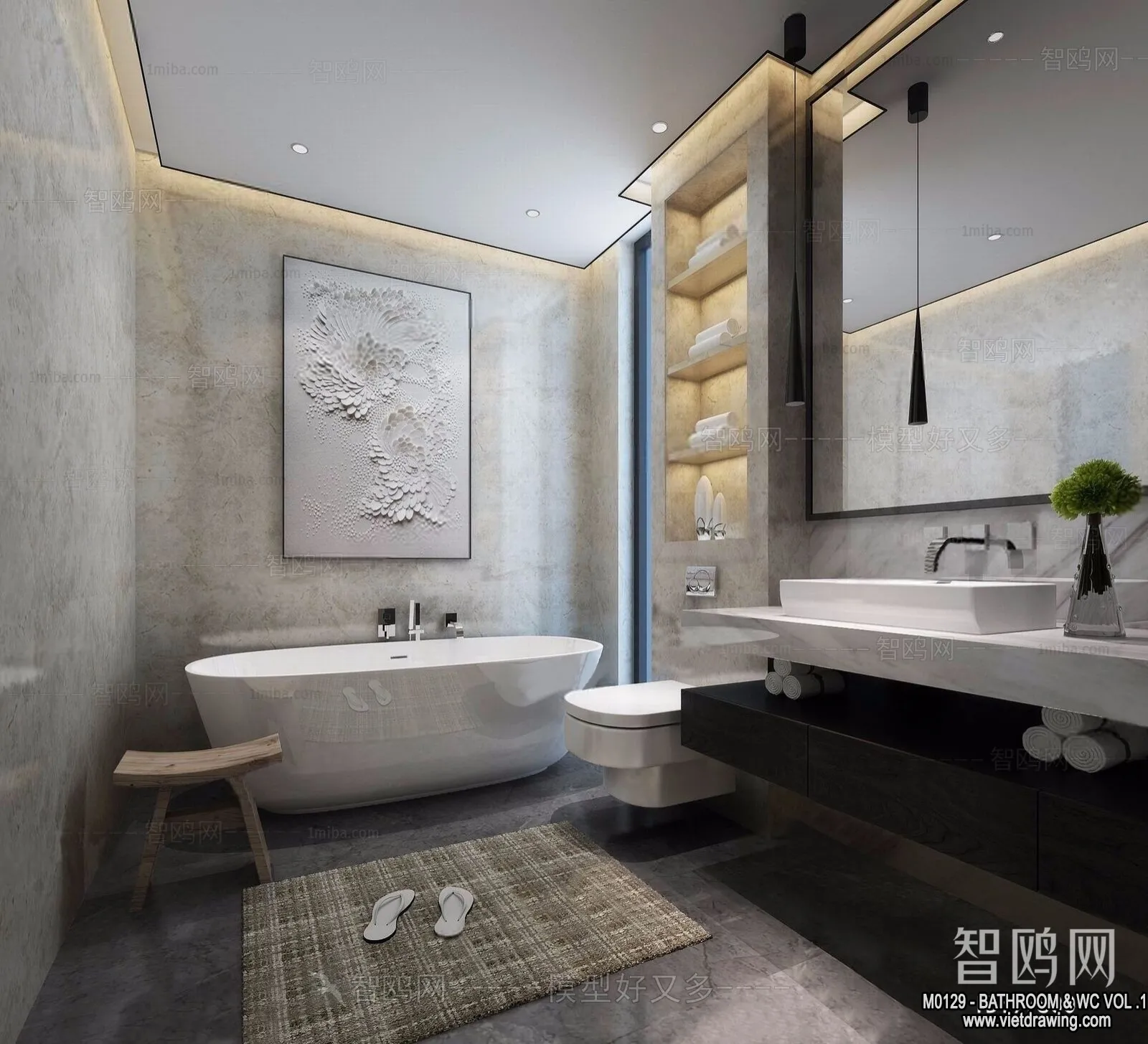 Bathroom – Toilet – WC – RestRoom – 3D Interior Scene – 248