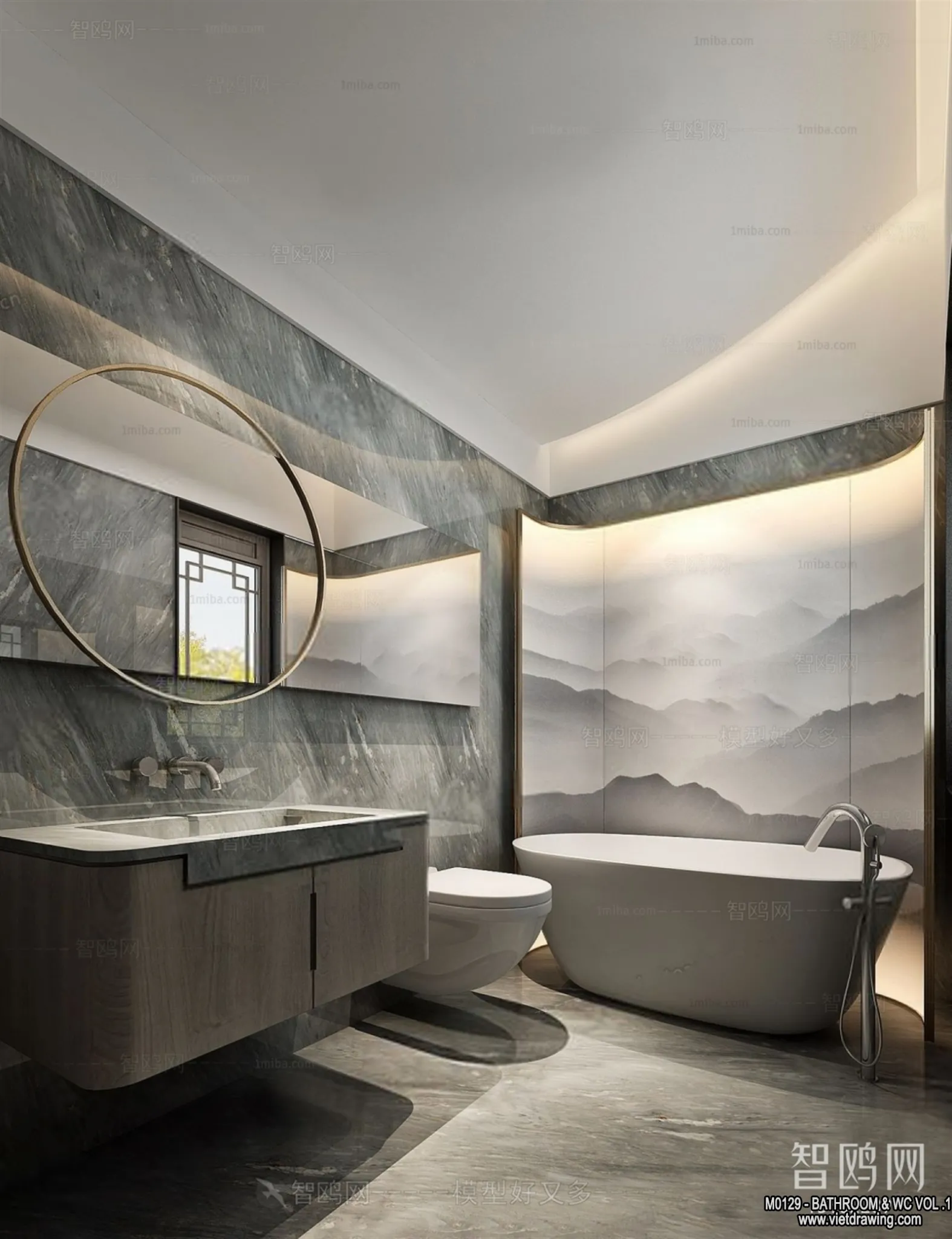 Bathroom – Toilet – WC – RestRoom – 3D Interior Scene – 251