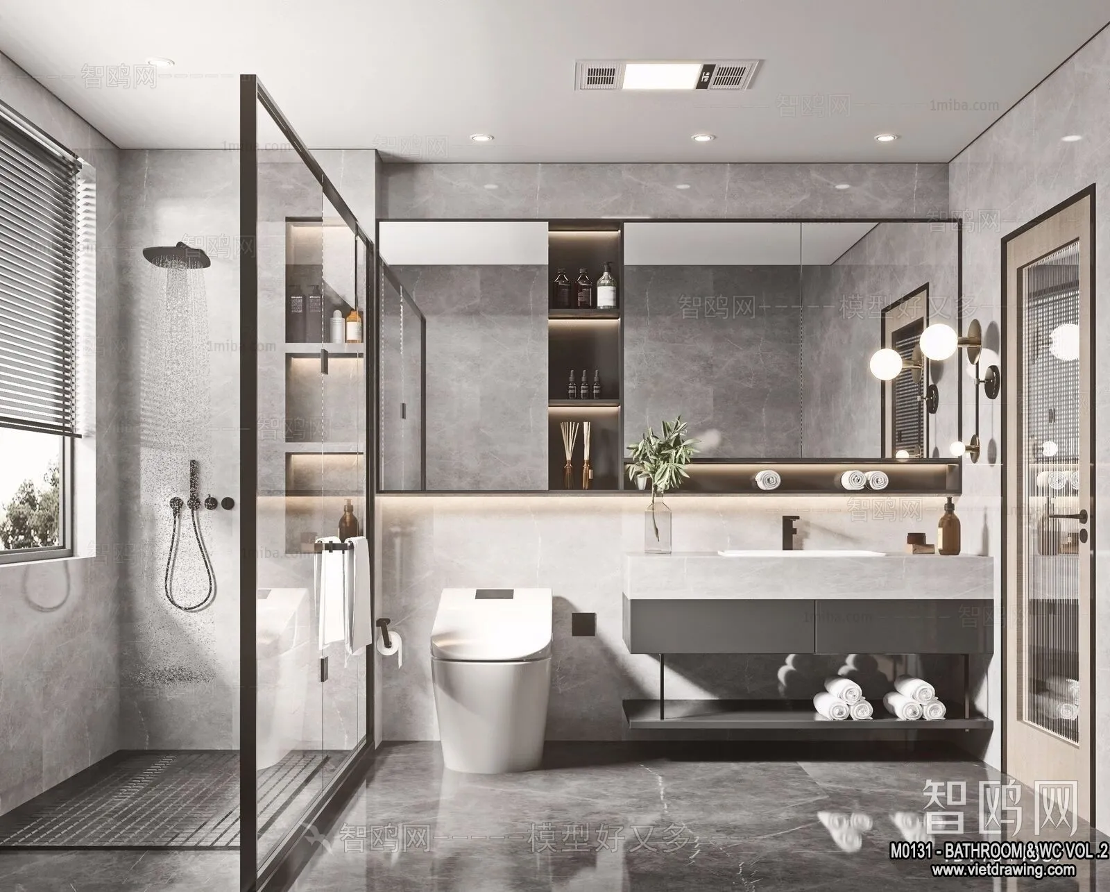 Bathroom – Toilet – WC – RestRoom – 3D Interior Scene – 254