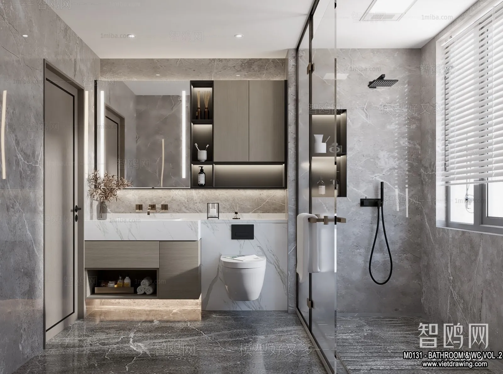 Bathroom – Toilet – WC – RestRoom – 3D Interior Scene – 258