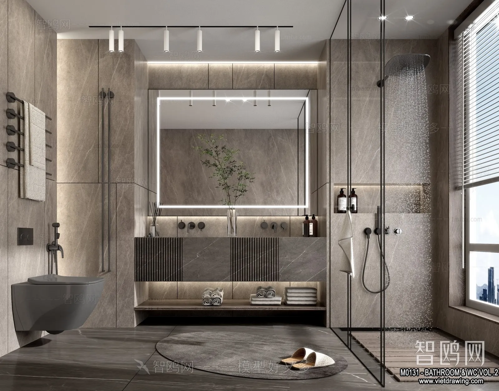 Bathroom – Toilet – WC – RestRoom – 3D Interior Scene – 259