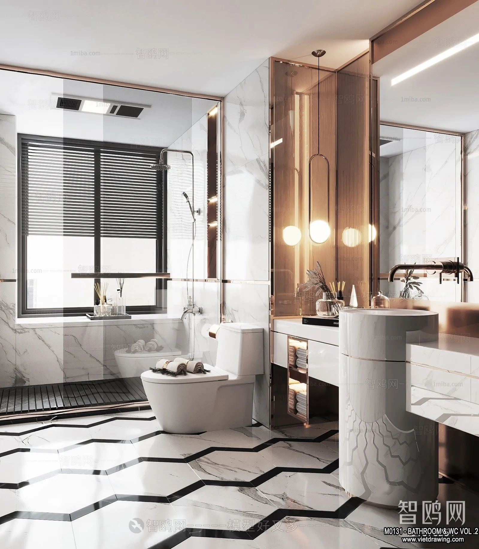 Bathroom – Toilet – WC – RestRoom – 3D Interior Scene – 260