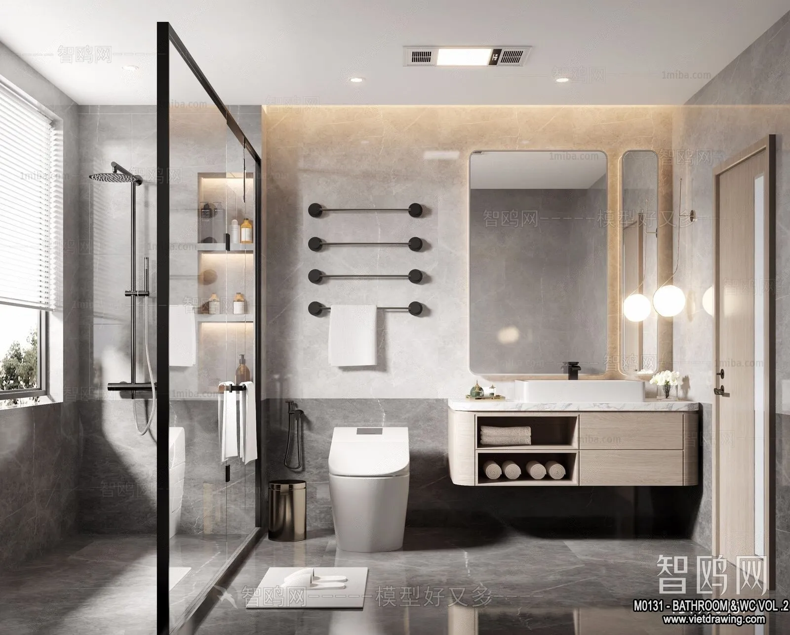 Bathroom – Toilet – WC – RestRoom – 3D Interior Scene – 262