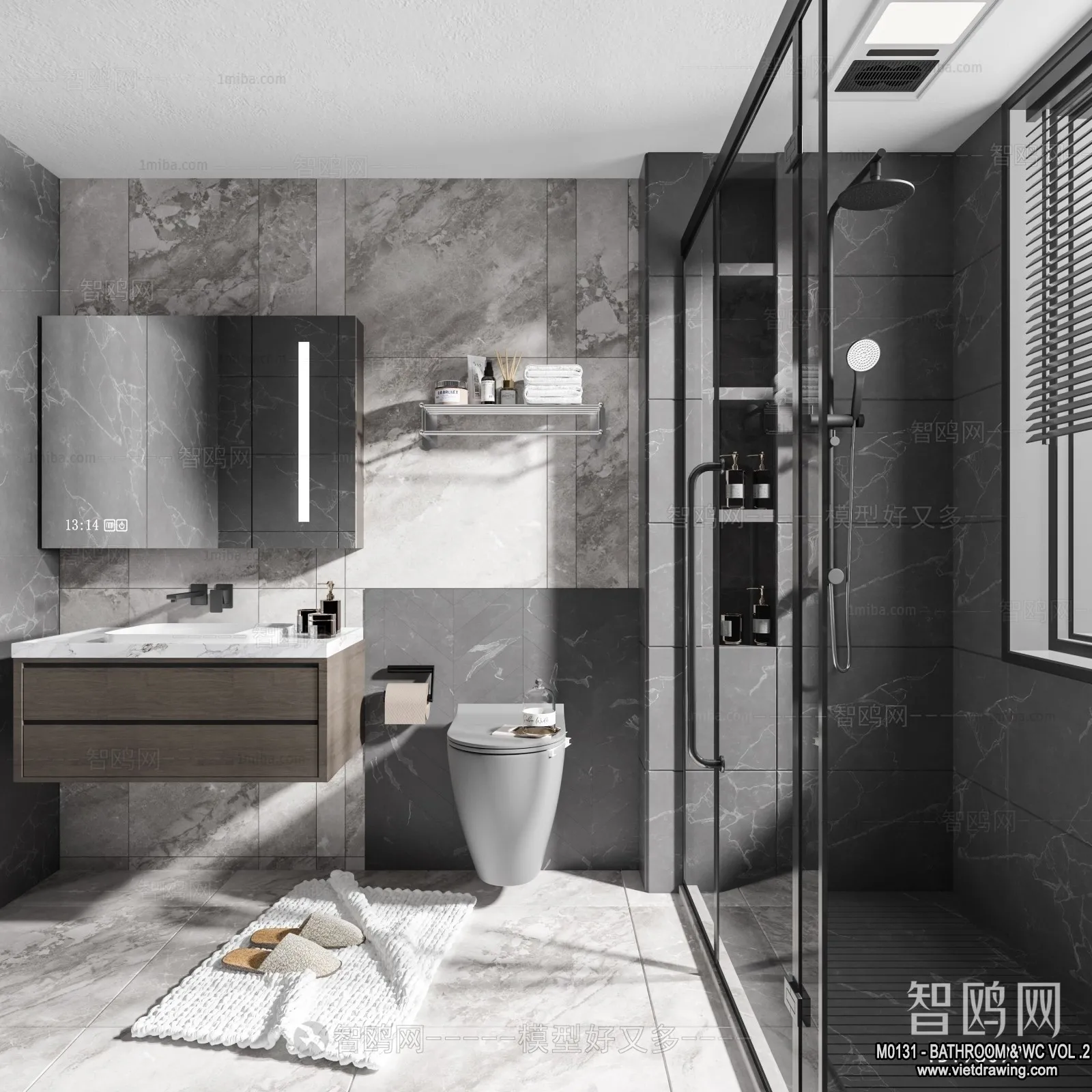 Bathroom – Toilet – WC – RestRoom – 3D Interior Scene – 265