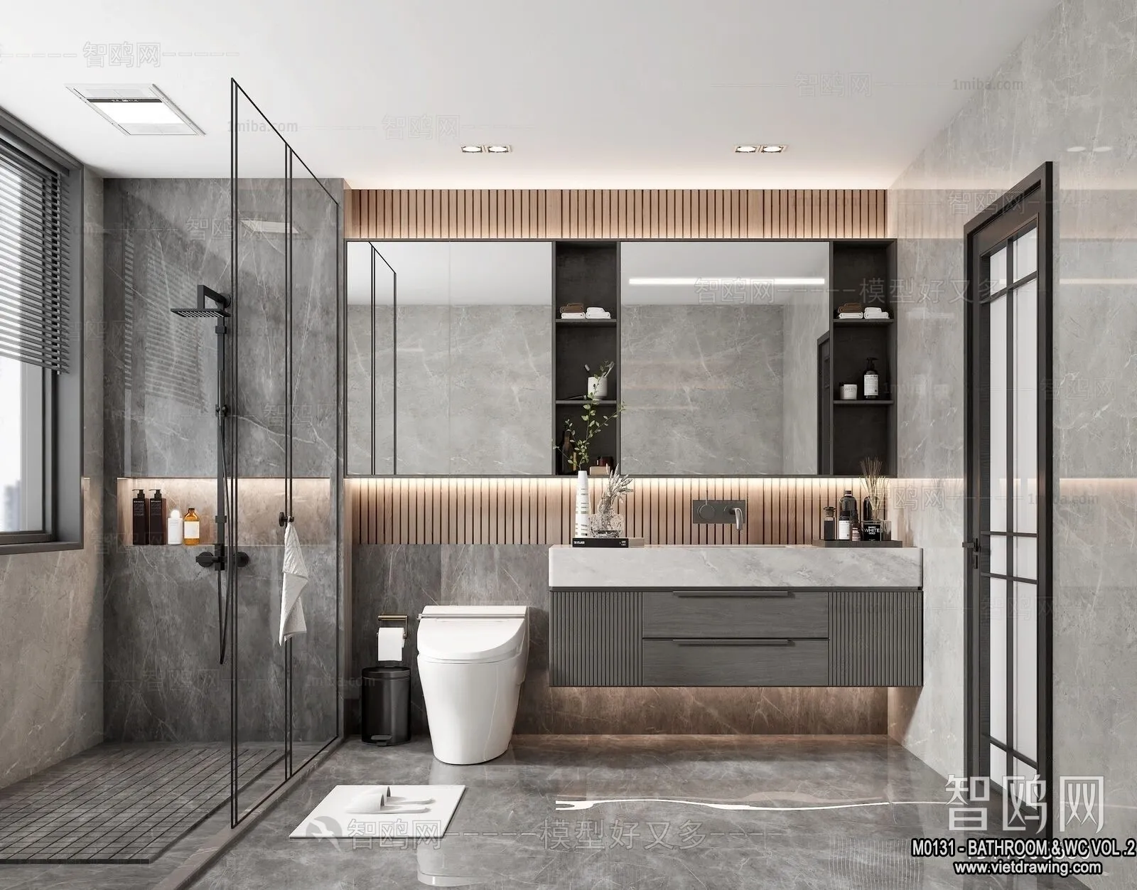 Bathroom – Toilet – WC – RestRoom – 3D Interior Scene – 268