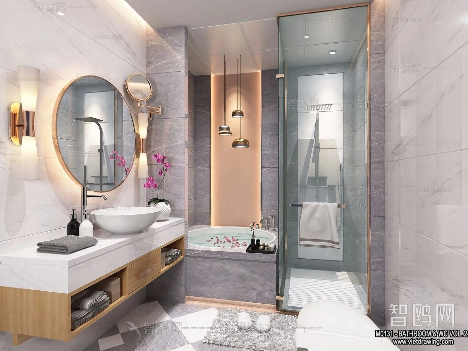 Bathroom – Toilet – WC – RestRoom – 3D Interior Scene – 274