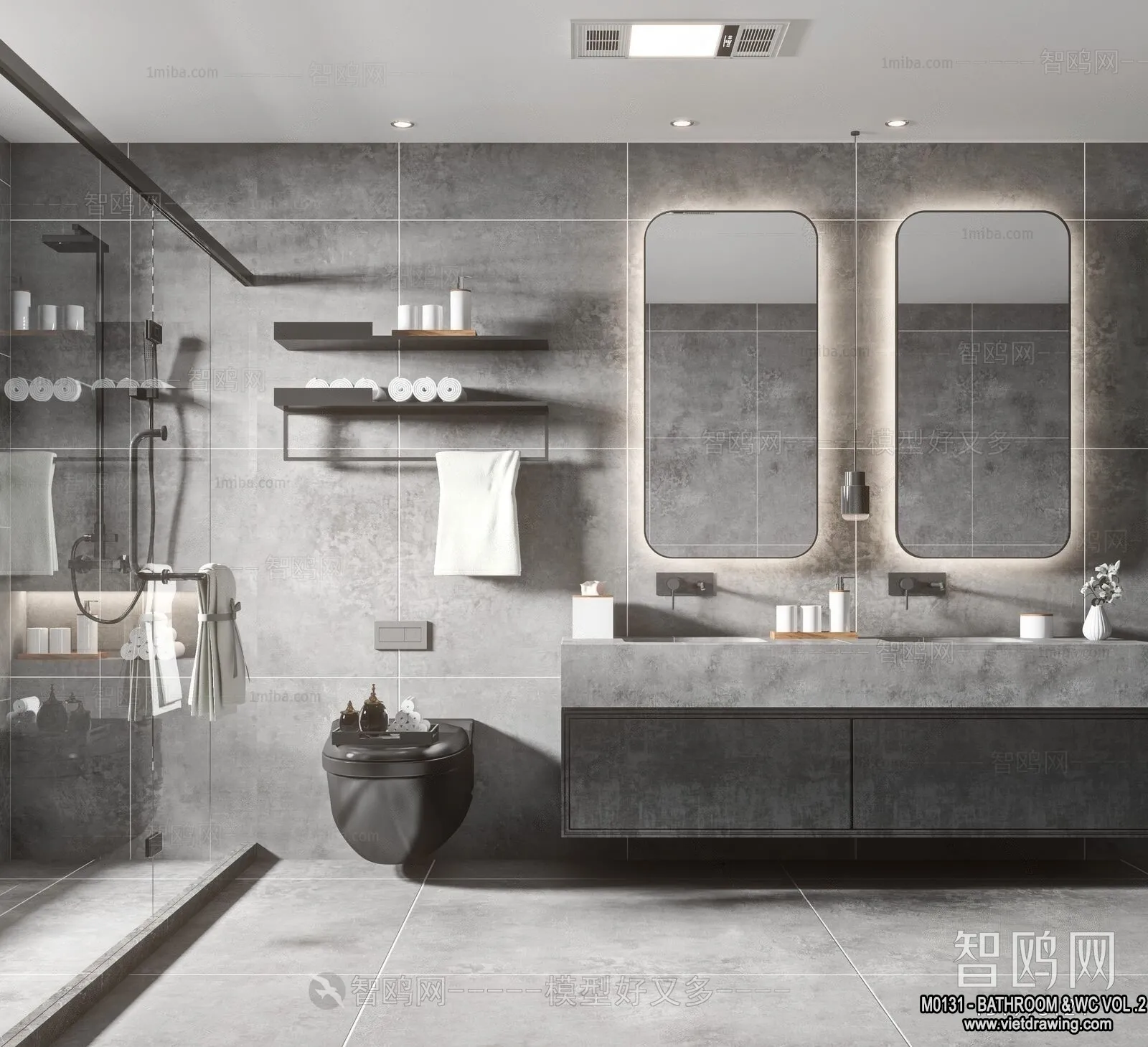 Bathroom – Toilet – WC – RestRoom – 3D Interior Scene – 281