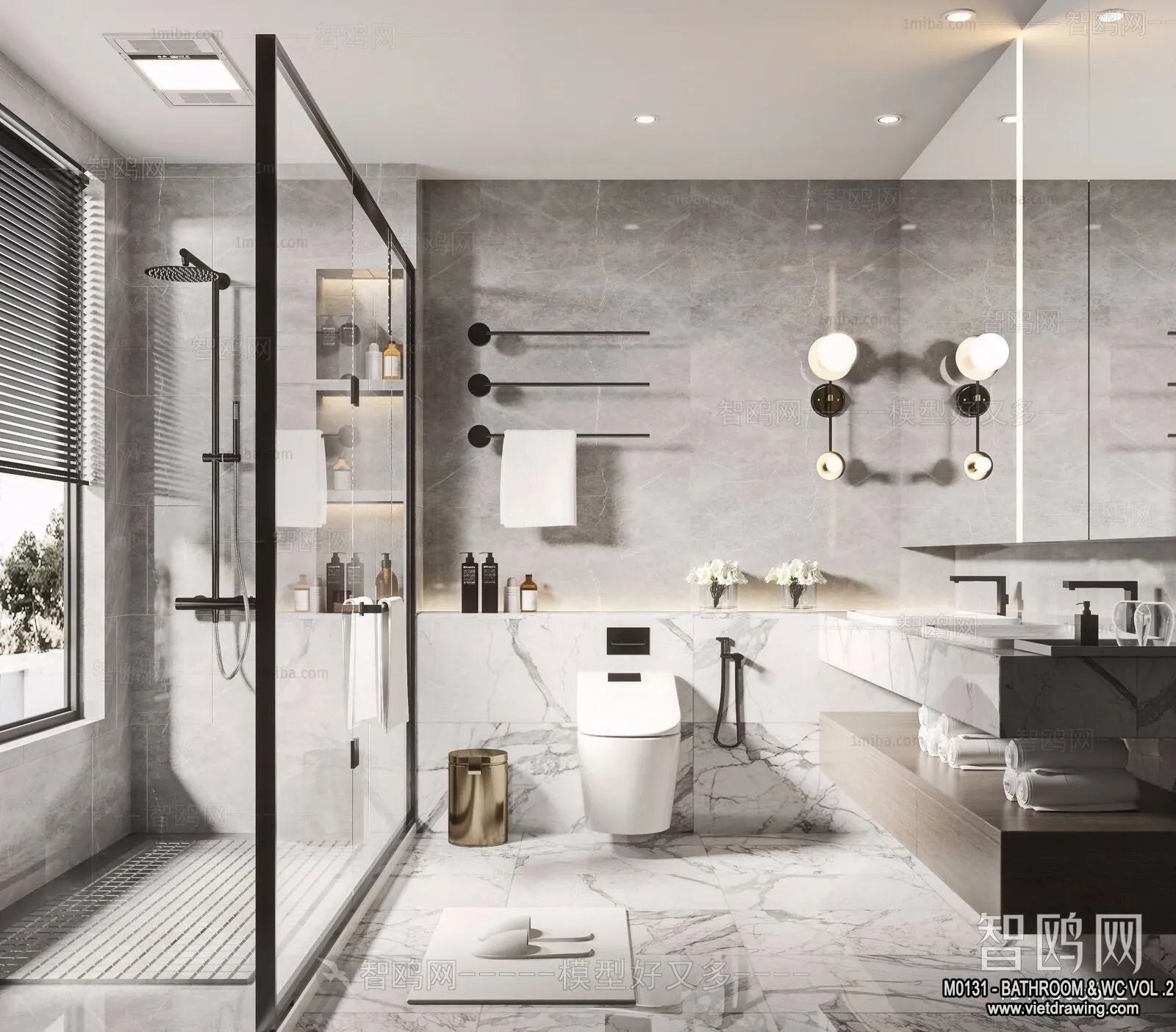 Bathroom – Toilet – WC – RestRoom – 3D Interior Scene – 283