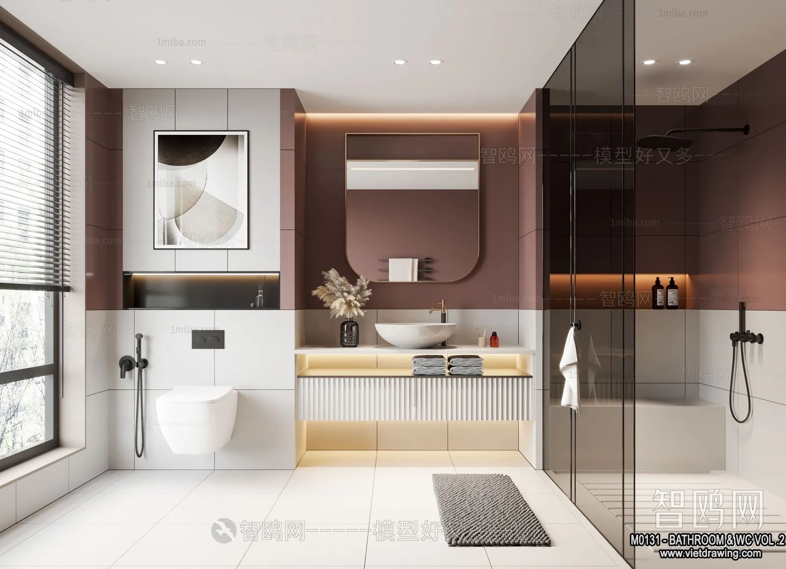 Bathroom – Toilet – WC – RestRoom – 3D Interior Scene – 286