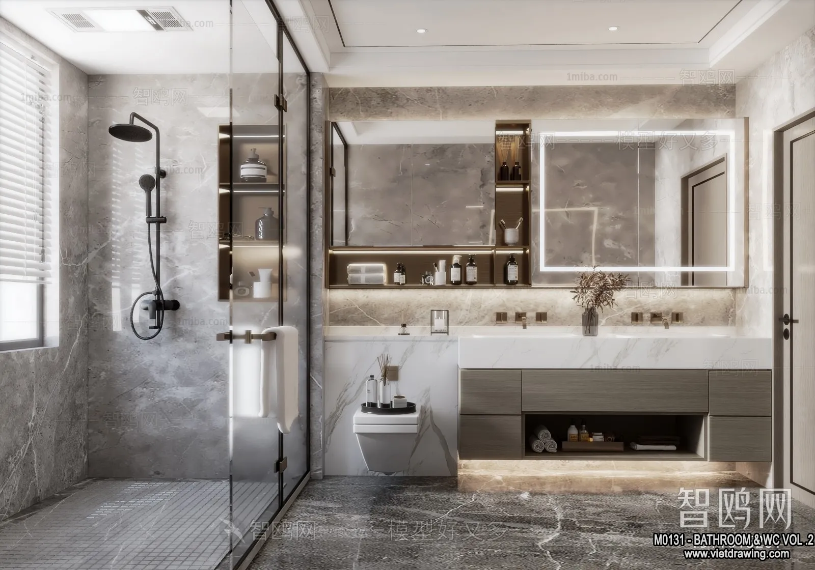 Bathroom – Toilet – WC – RestRoom – 3D Interior Scene – 287