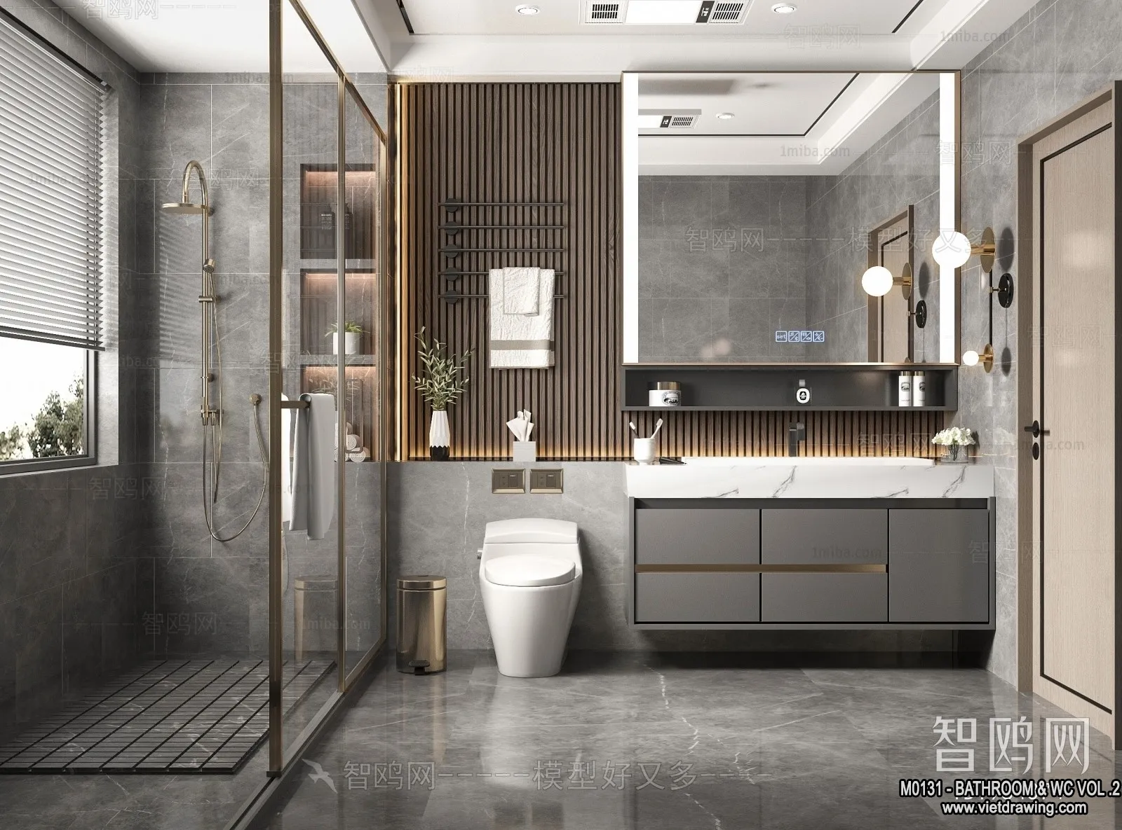 Bathroom – Toilet – WC – RestRoom – 3D Interior Scene – 288