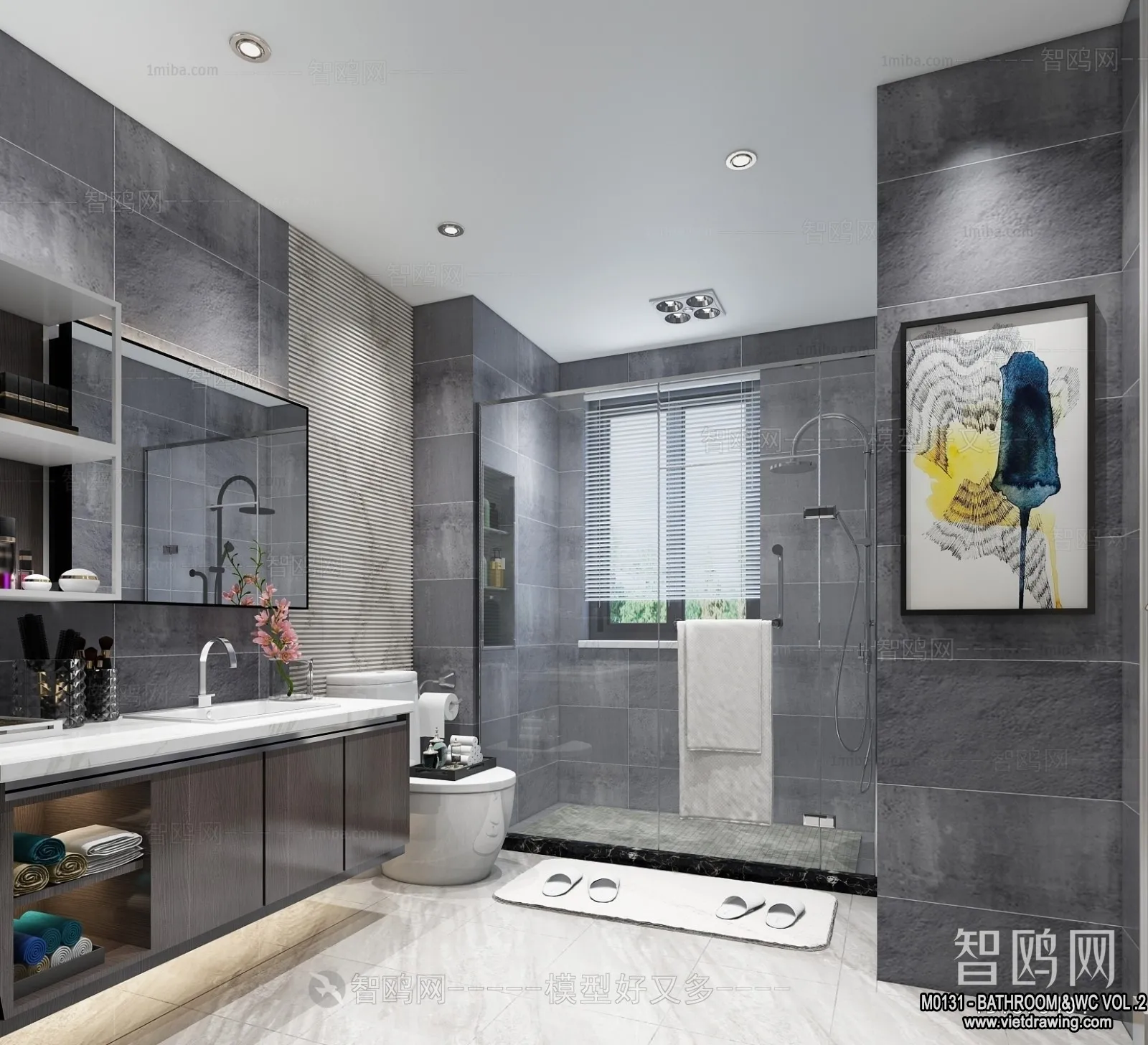 Bathroom – Toilet – WC – RestRoom – 3D Interior Scene – 289