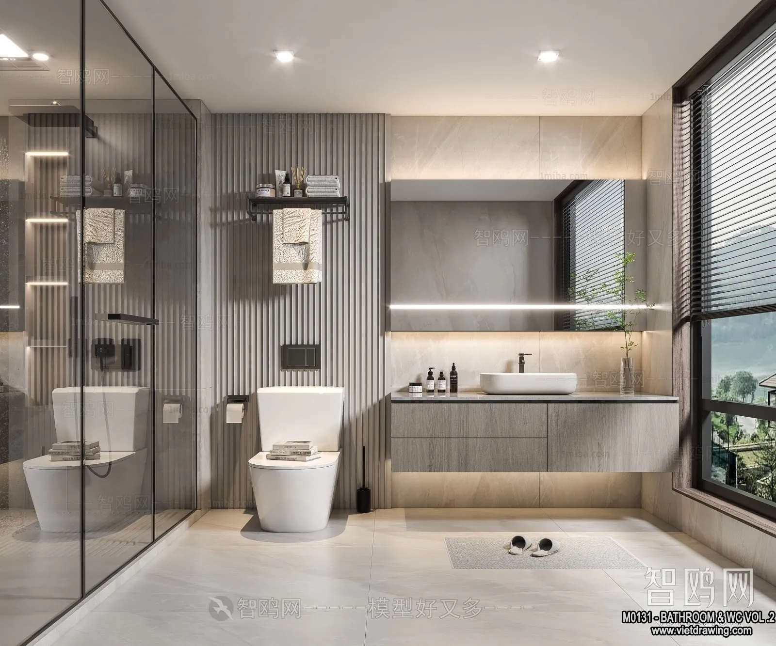 Bathroom – Toilet – WC – RestRoom – 3D Interior Scene – 292