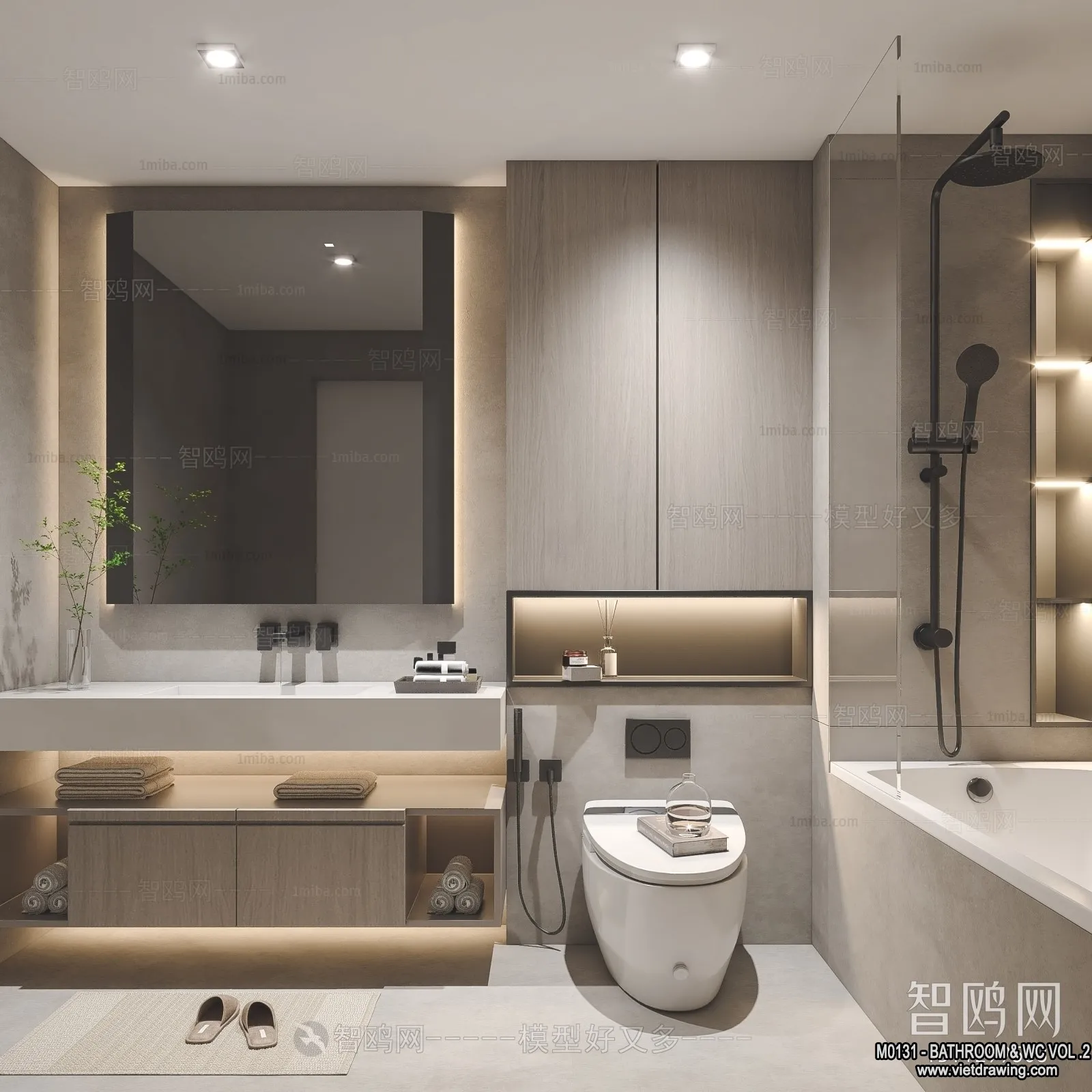 Bathroom – Toilet – WC – RestRoom – 3D Interior Scene – 293