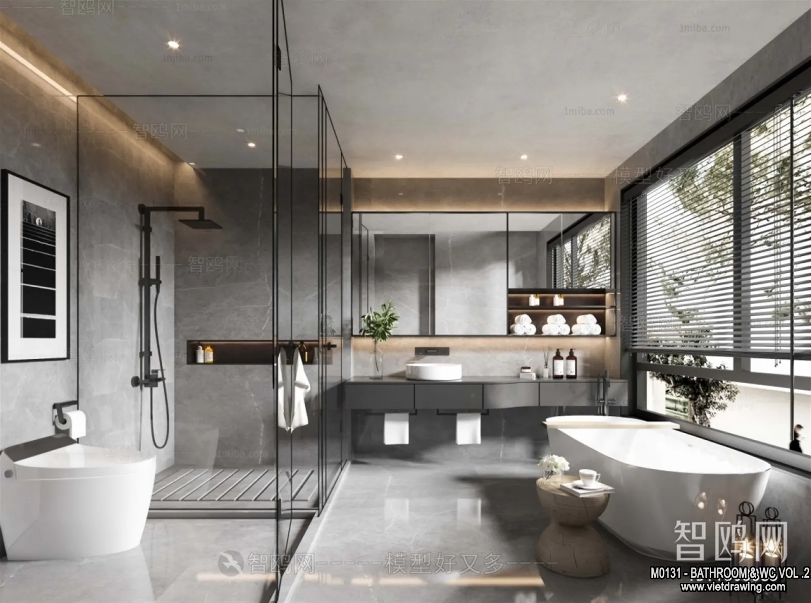 Bathroom – Toilet – WC – RestRoom – 3D Interior Scene – 294