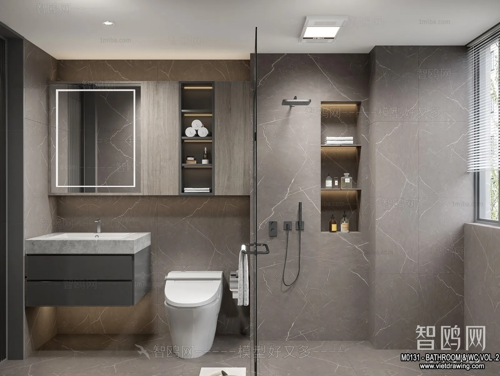 Bathroom – Toilet – WC – RestRoom – 3D Interior Scene – 297