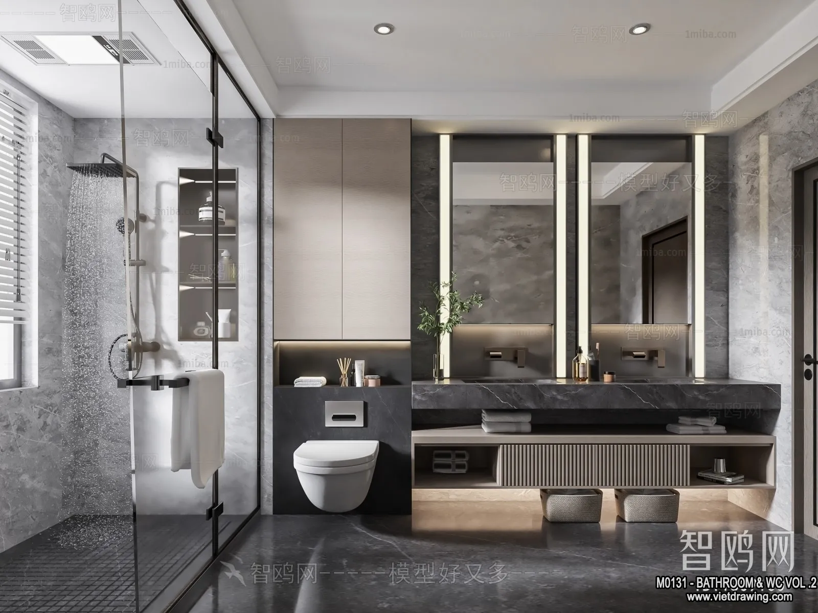 Bathroom – Toilet – WC – RestRoom – 3D Interior Scene – 298