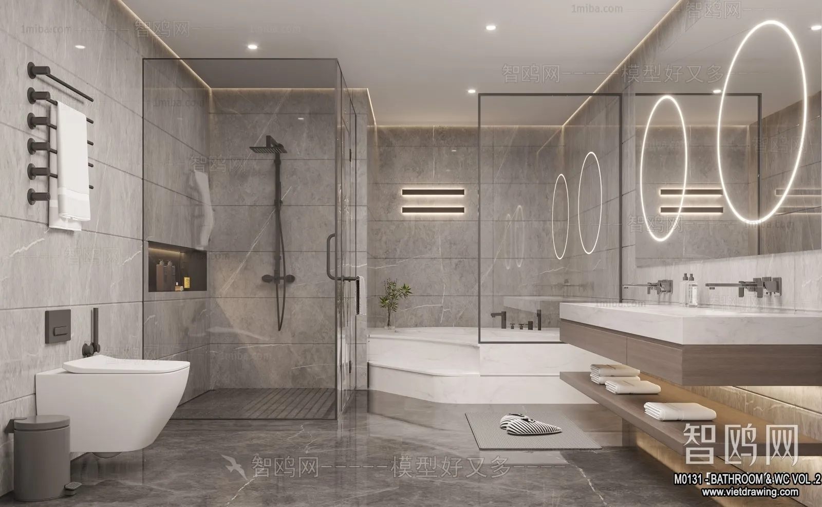 Bathroom – Toilet – WC – RestRoom – 3D Interior Scene – 299