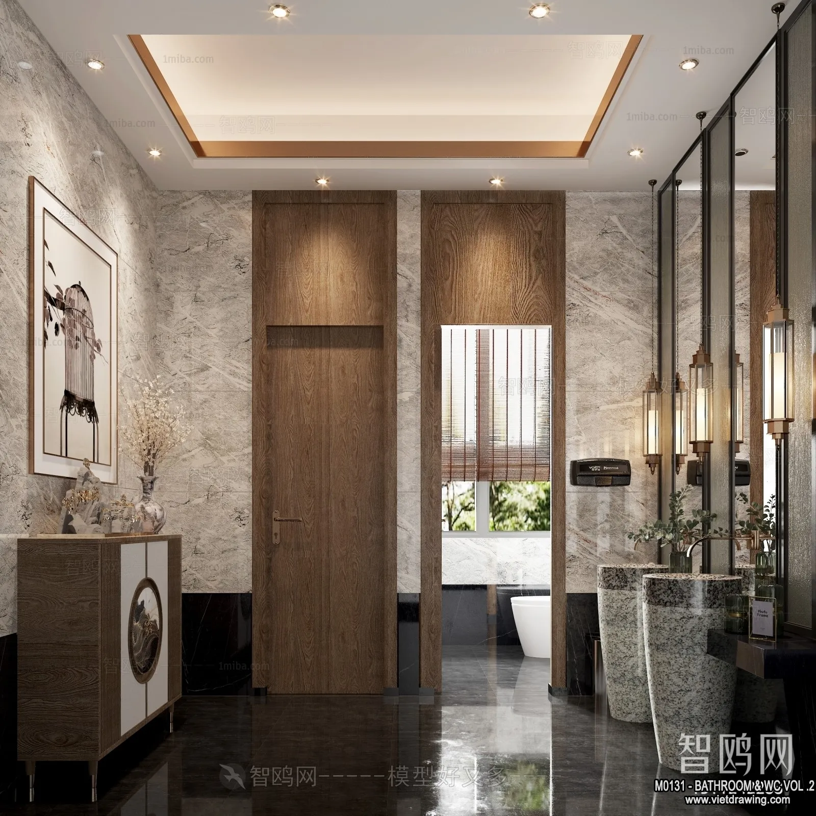 Bathroom – Toilet – WC – RestRoom – 3D Interior Scene – 302