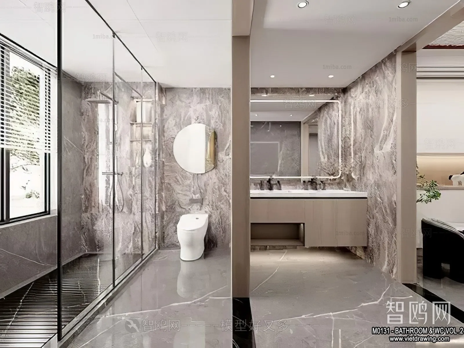 Bathroom – Toilet – WC – RestRoom – 3D Interior Scene – 303