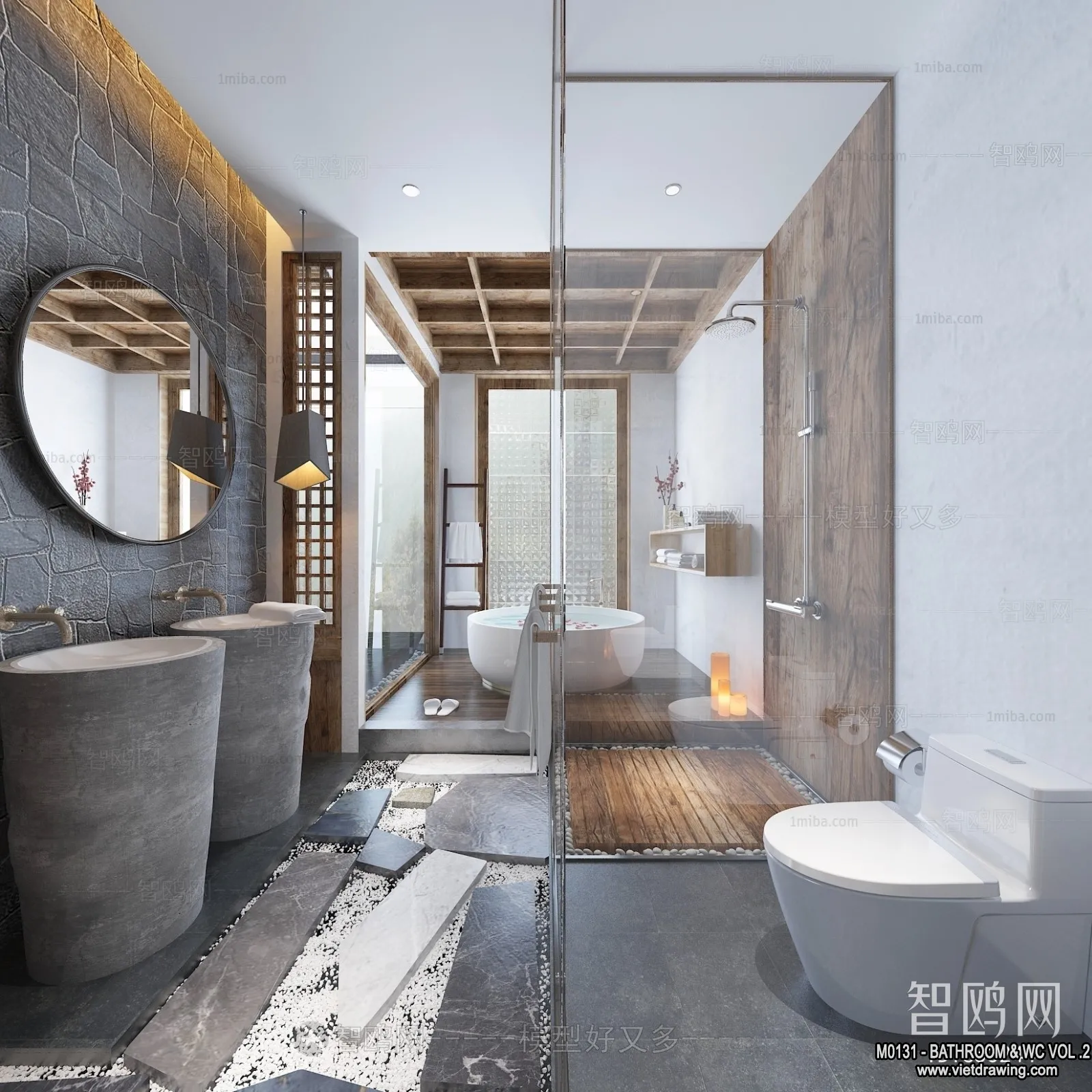 Bathroom – Toilet – WC – RestRoom – 3D Interior Scene – 305