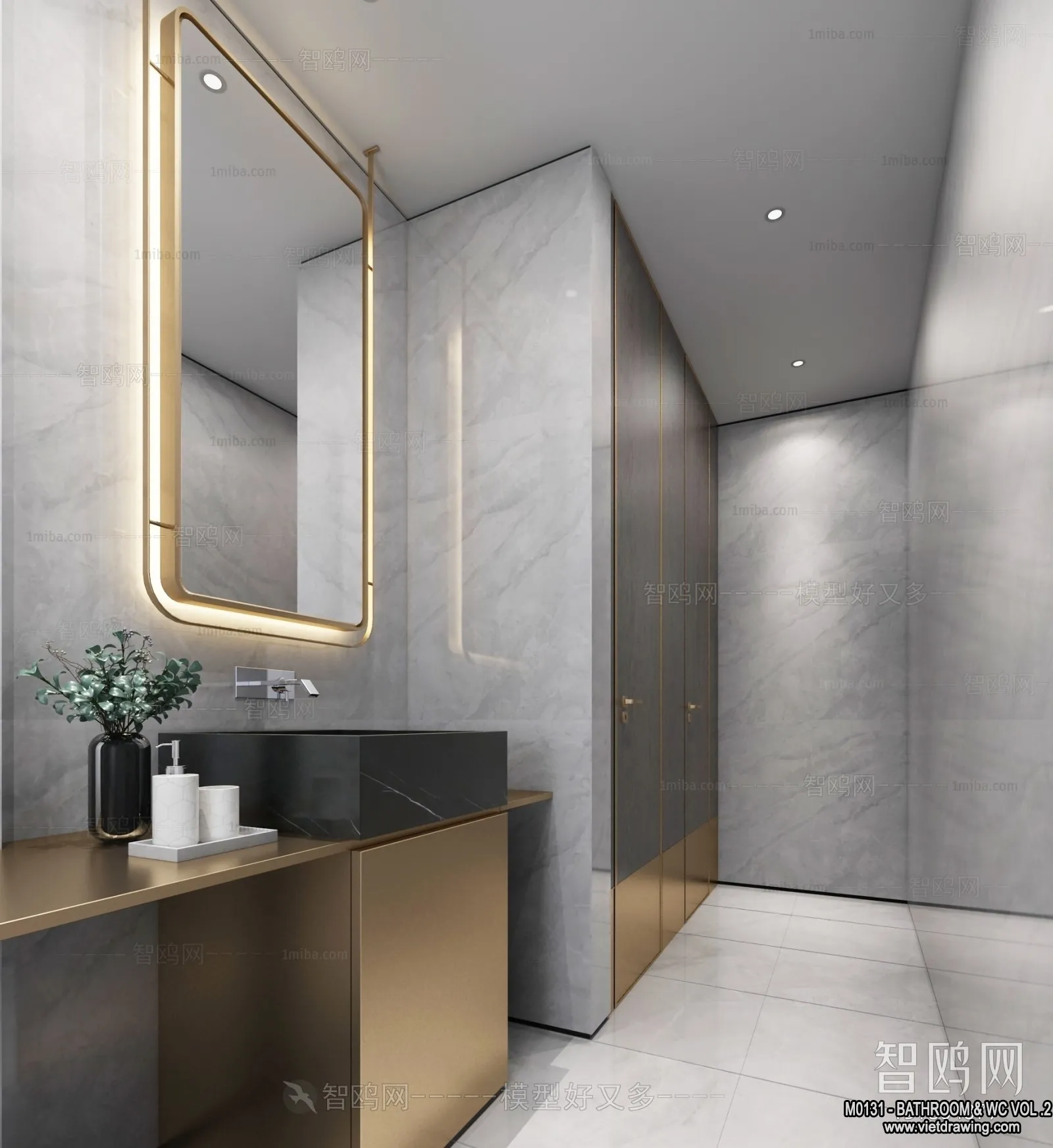 Bathroom – Toilet – WC – RestRoom – 3D Interior Scene – 306