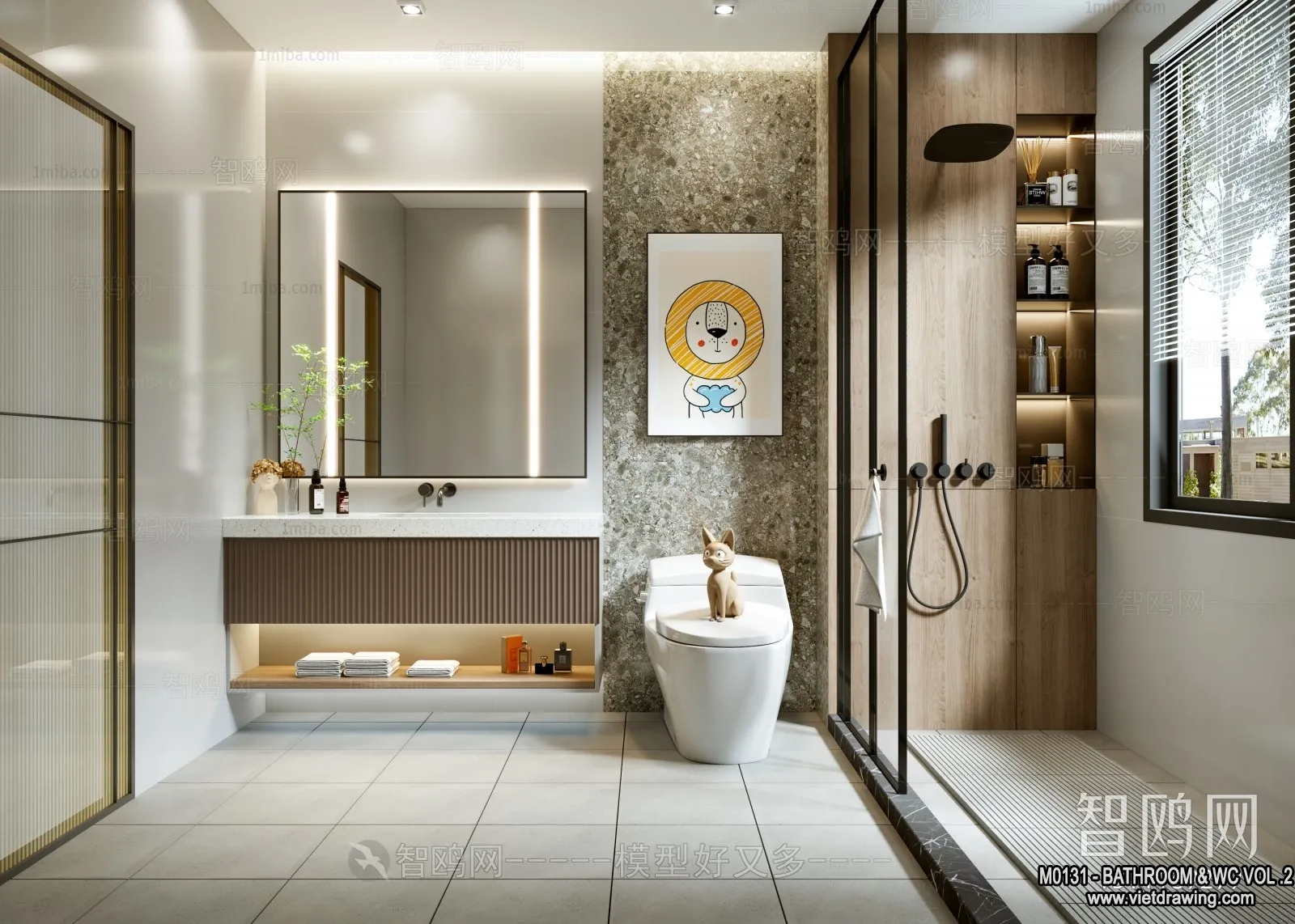 Bathroom – Toilet – WC – RestRoom – 3D Interior Scene – 308