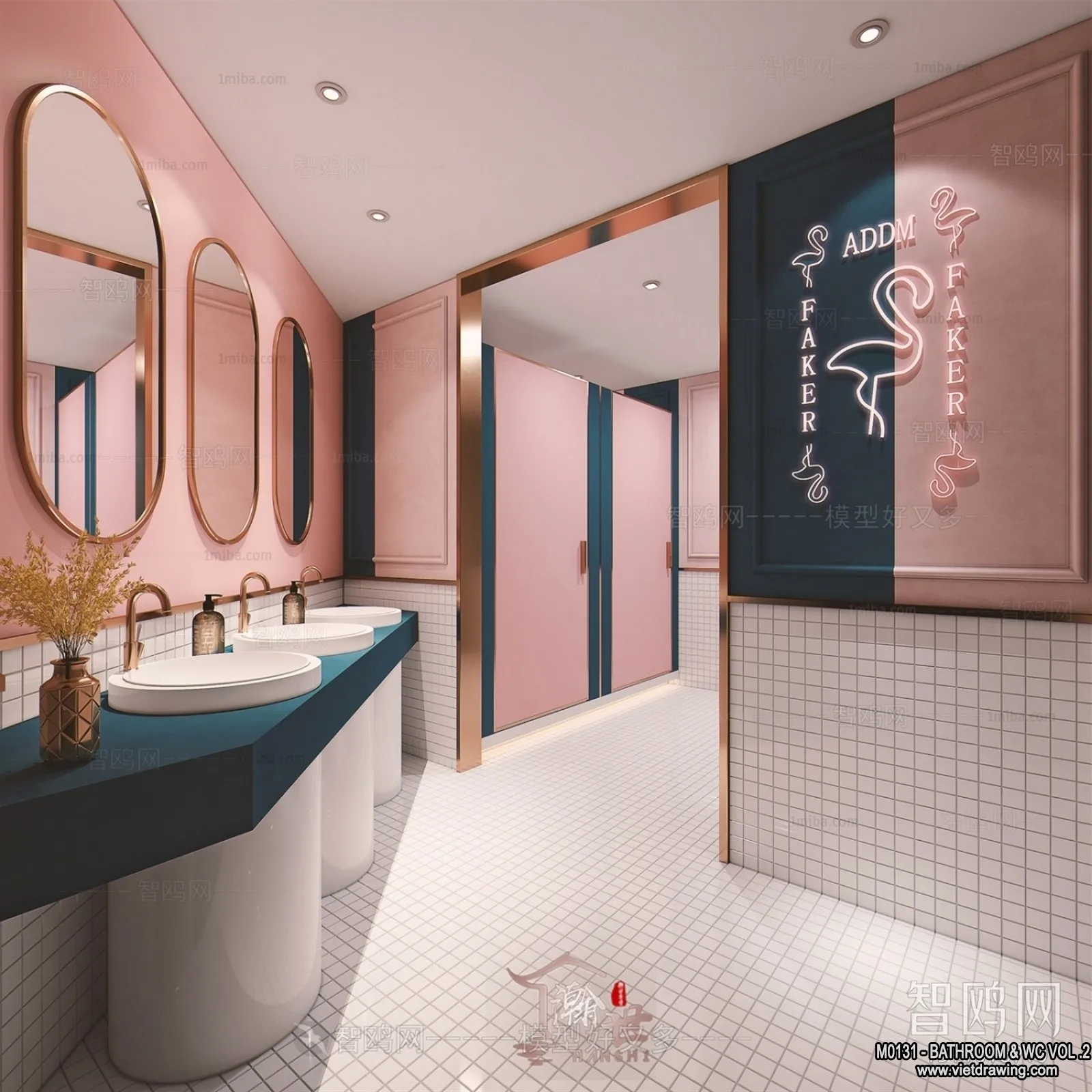 Bathroom – Toilet – WC – RestRoom – 3D Interior Scene – 309