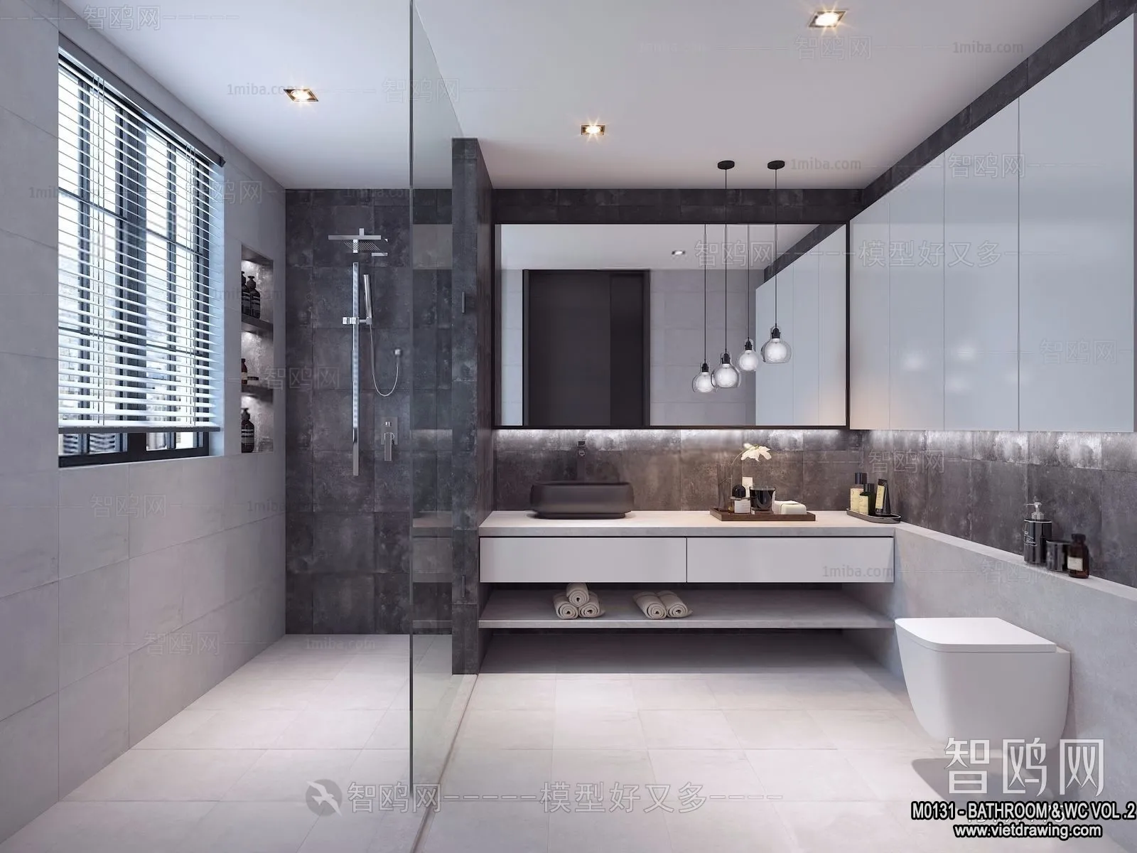 Bathroom – Toilet – WC – RestRoom – 3D Interior Scene – 313