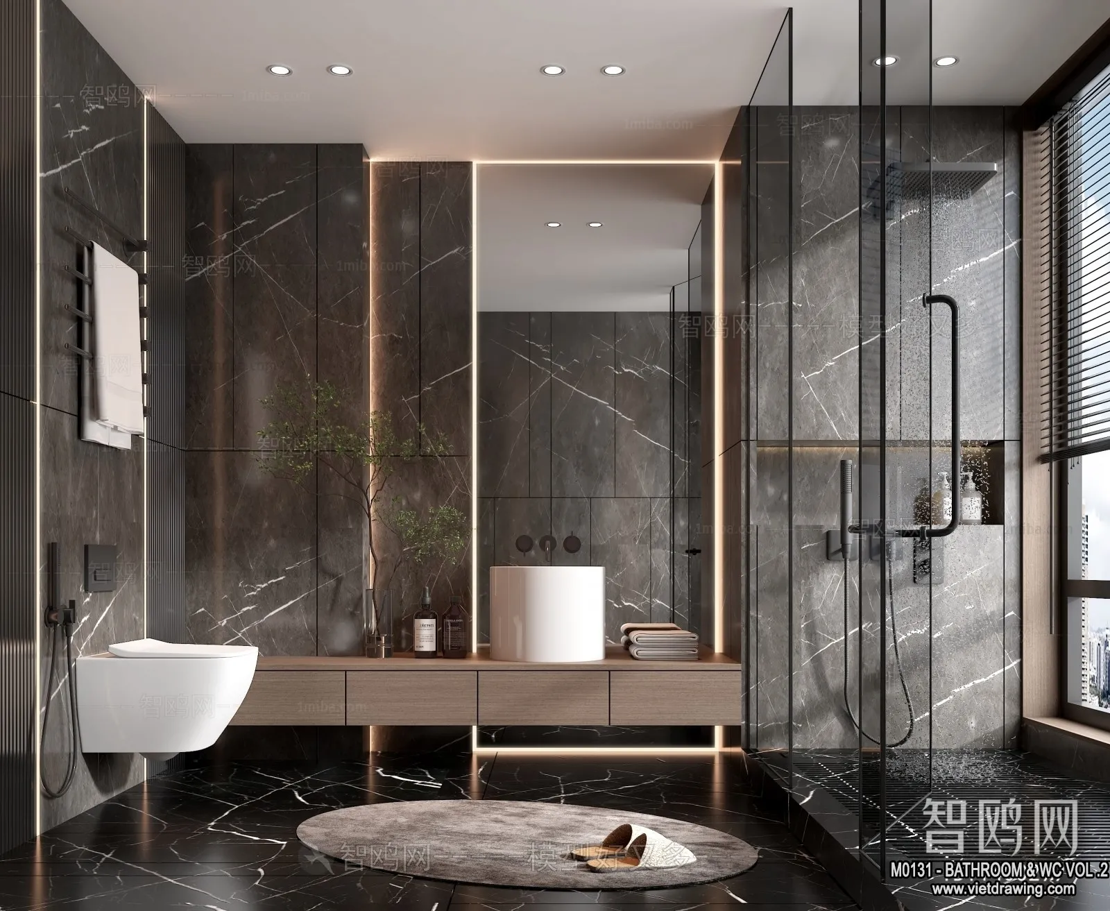 Bathroom – Toilet – WC – RestRoom – 3D Interior Scene – 317