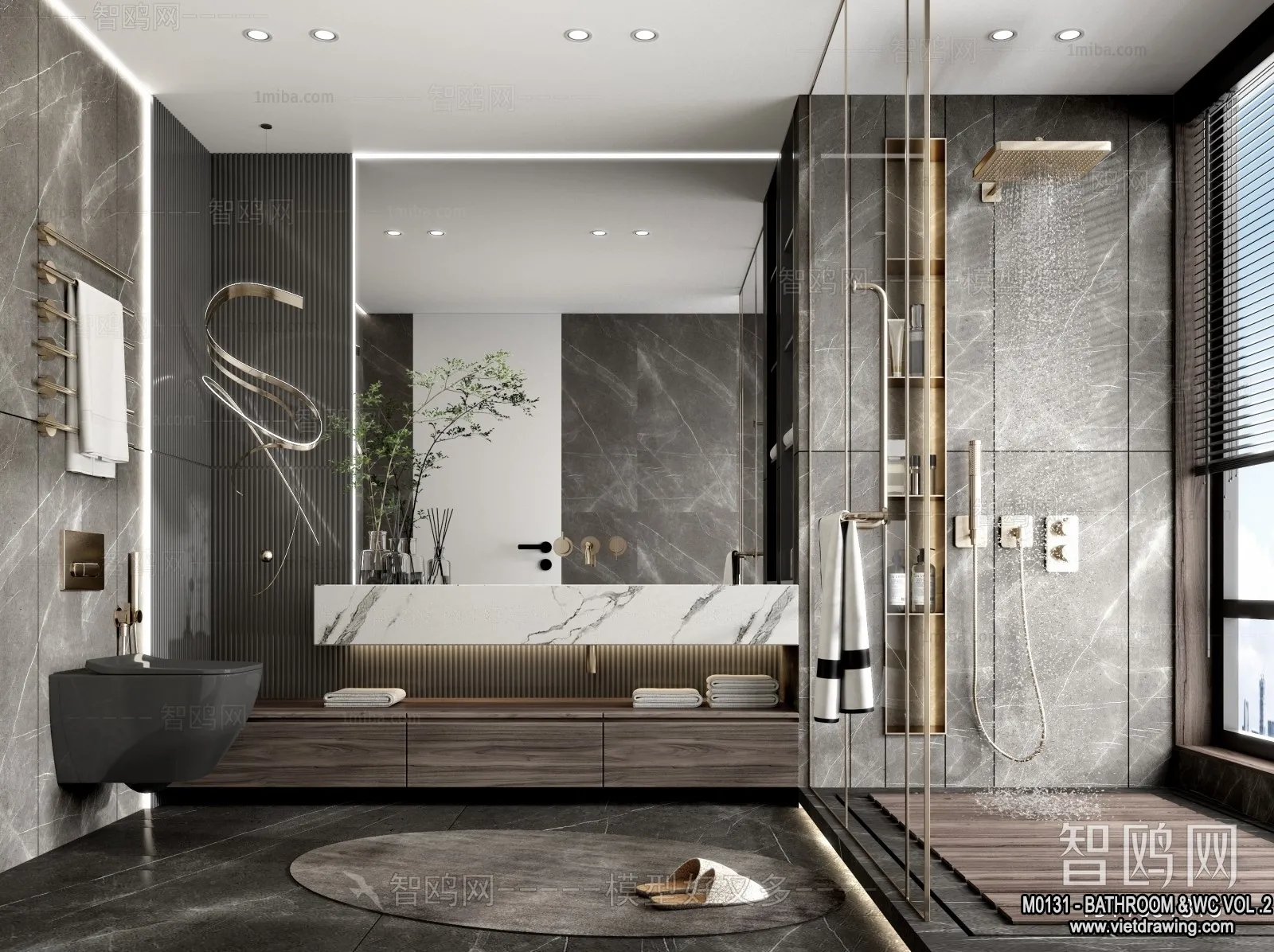 Bathroom – Toilet – WC – RestRoom – 3D Interior Scene – 322