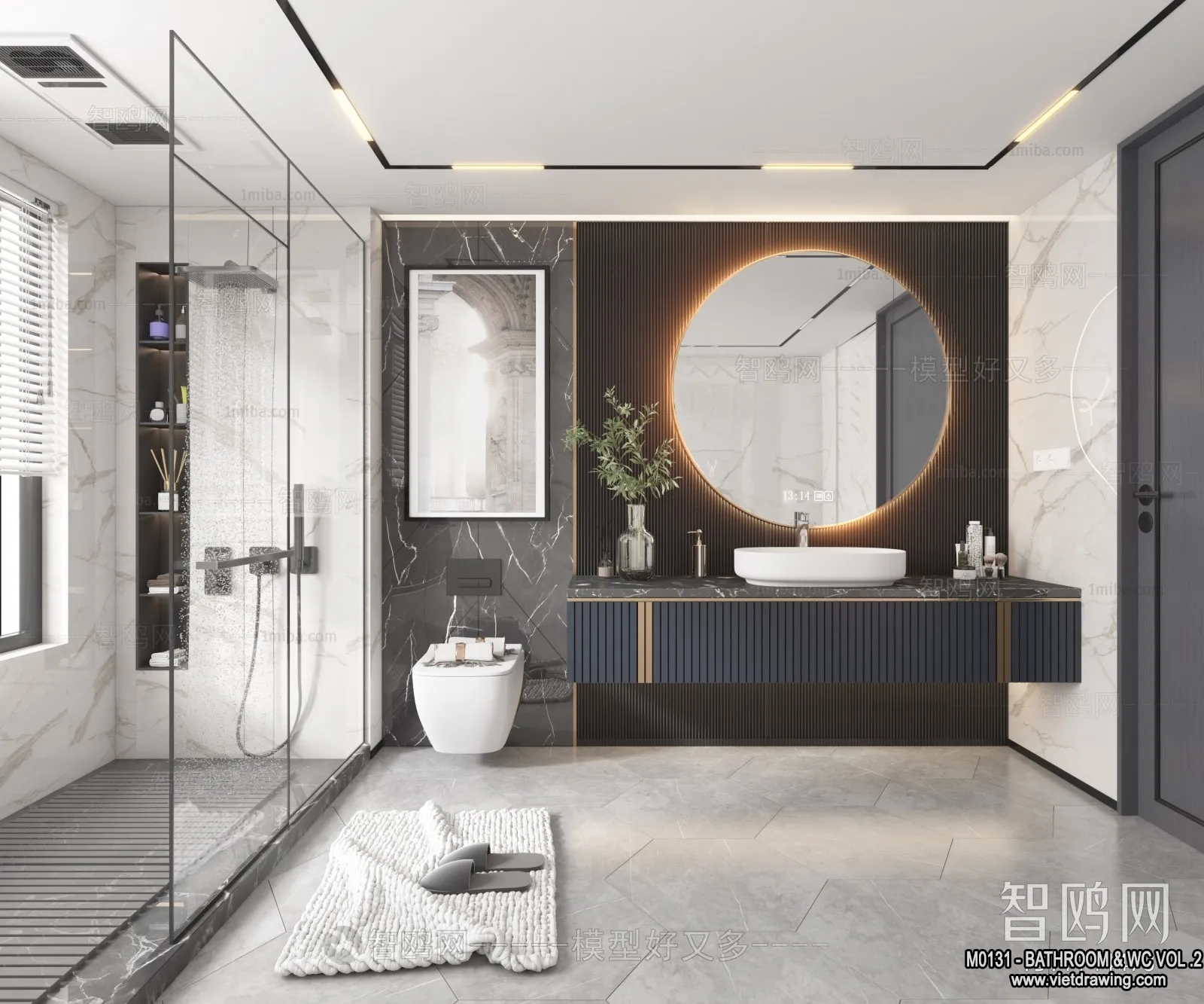 Bathroom – Toilet – WC – RestRoom – 3D Interior Scene – 324