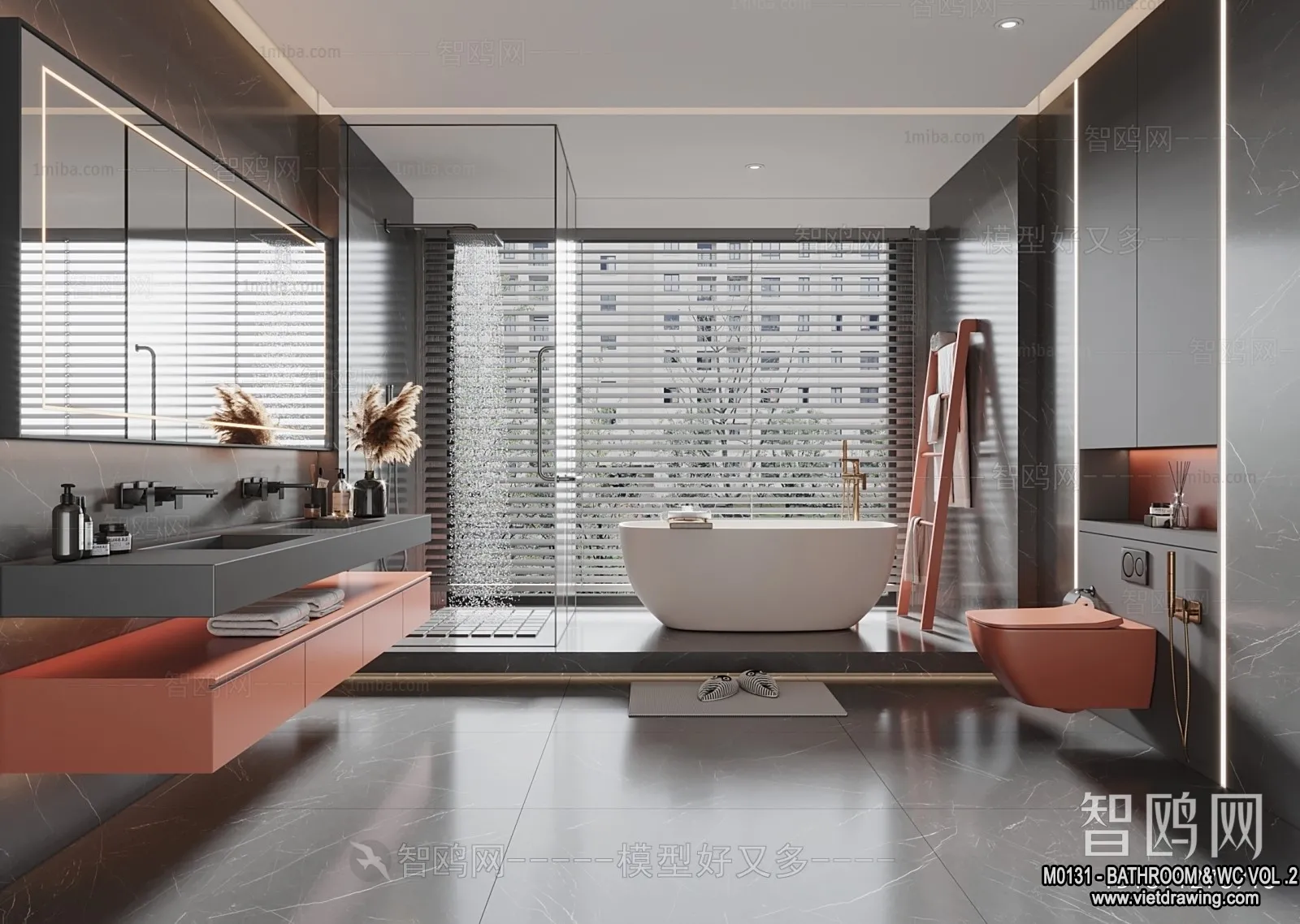 Bathroom – Toilet – WC – RestRoom – 3D Interior Scene – 328