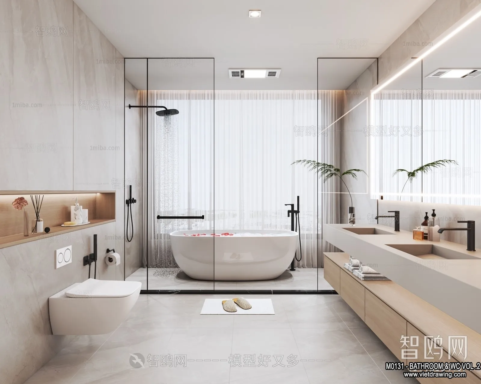 Bathroom – Toilet – WC – RestRoom – 3D Interior Scene – 332