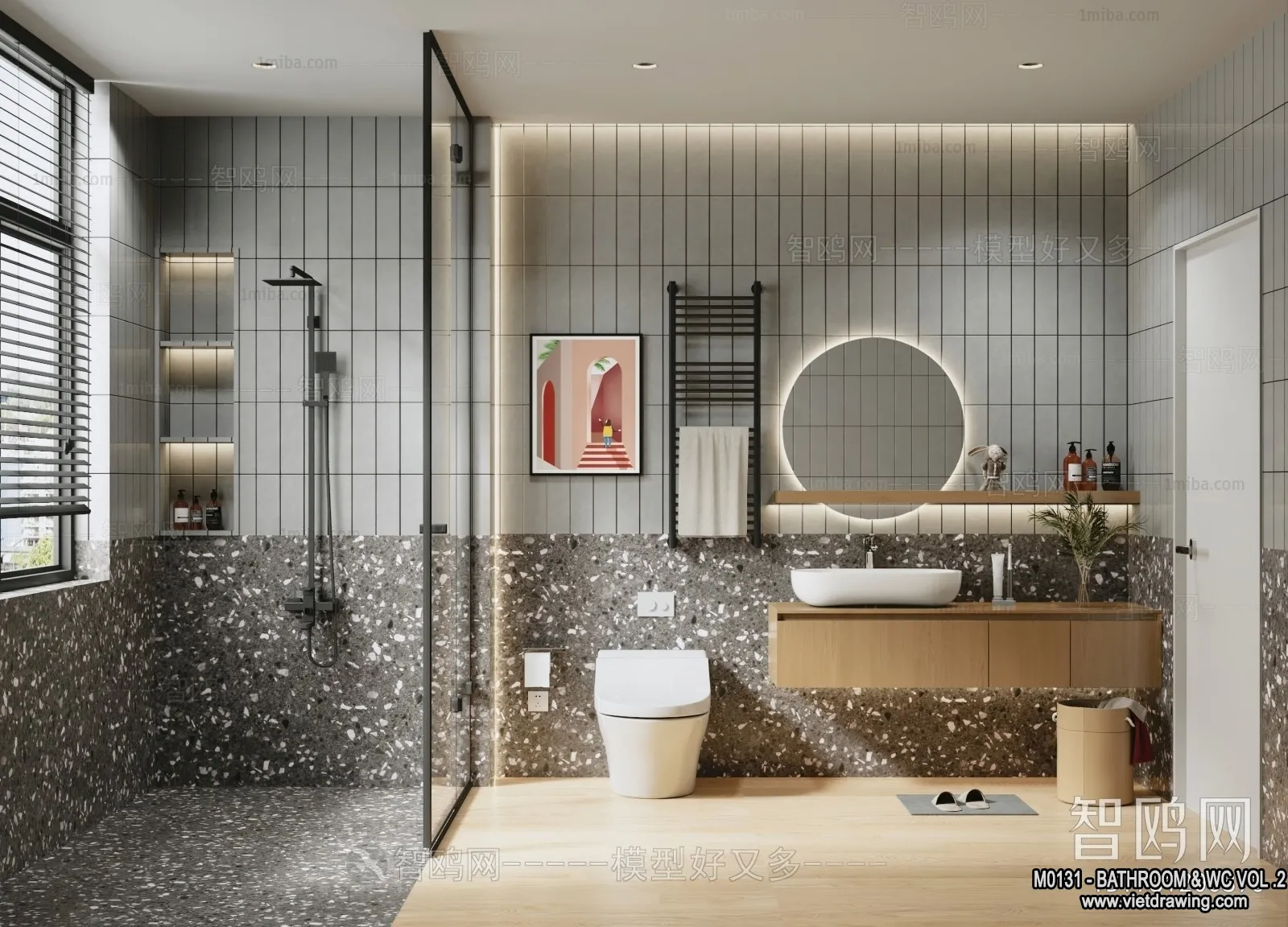 Bathroom – Toilet – WC – RestRoom – 3D Interior Scene – 333