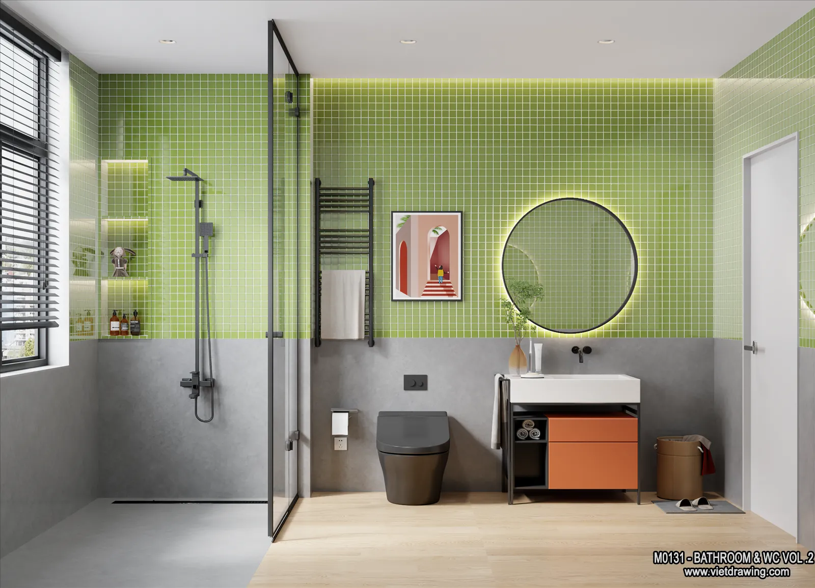 Bathroom – Toilet – WC – RestRoom – 3D Interior Scene – 340