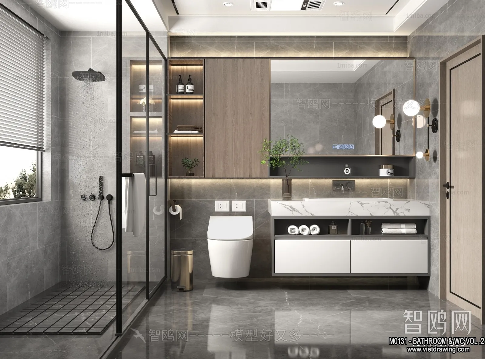 Bathroom – Toilet – WC – RestRoom – 3D Interior Scene – 341