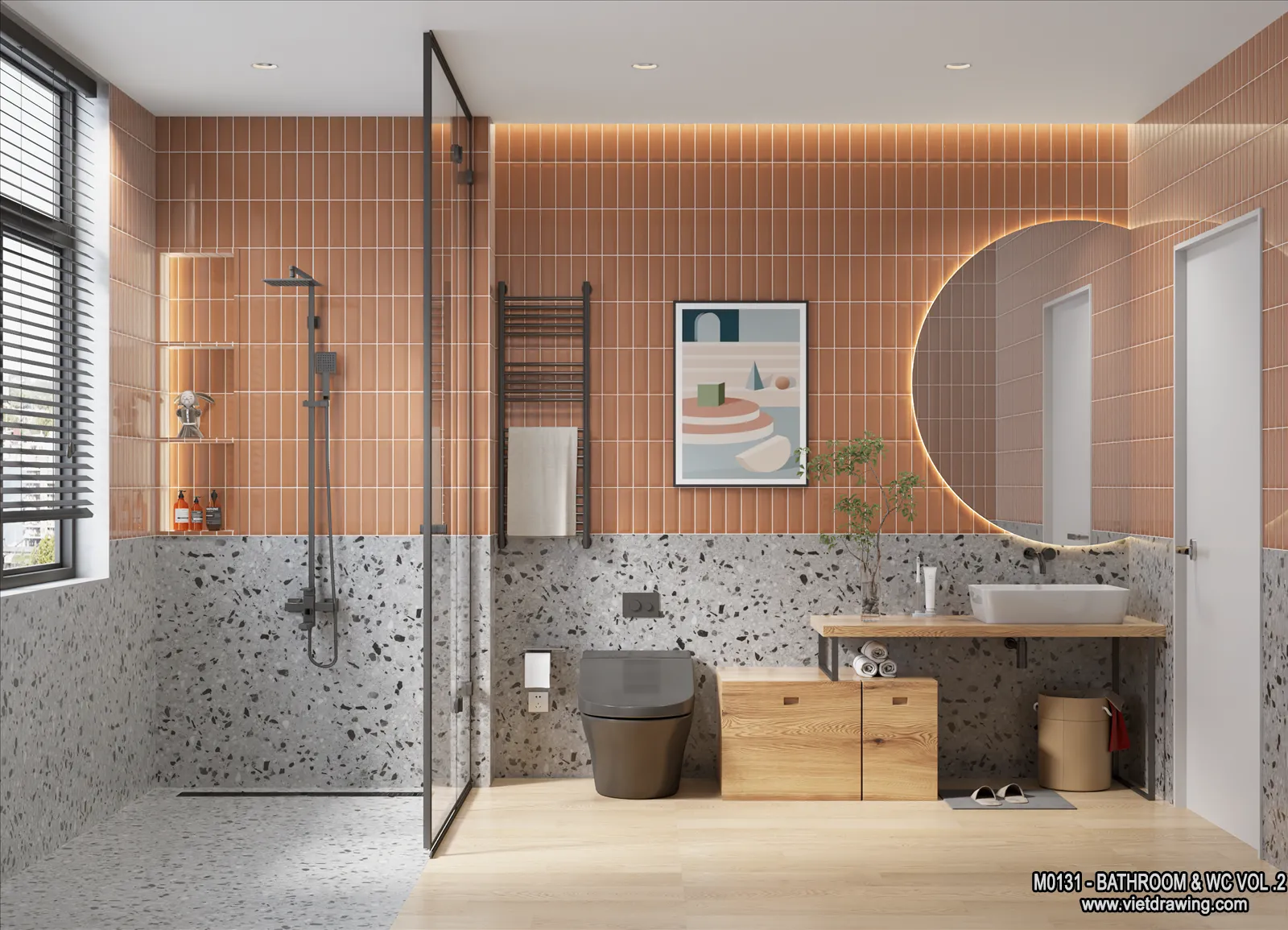 Bathroom – Toilet – WC – RestRoom – 3D Interior Scene – 342